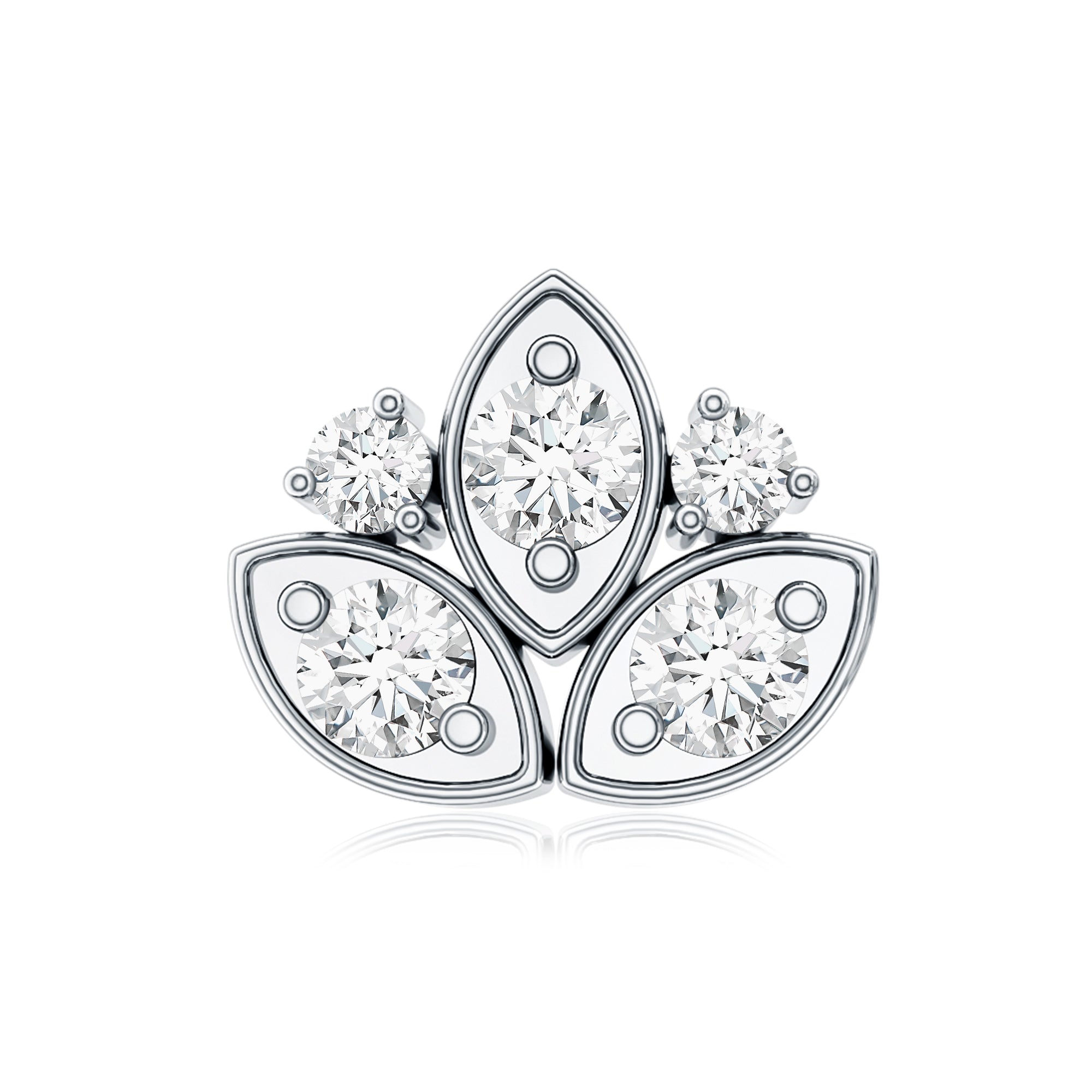 Diamond Lotus Earring for Cartilage Piercing Lab - ( EF-VS ) - Rosec Jewels