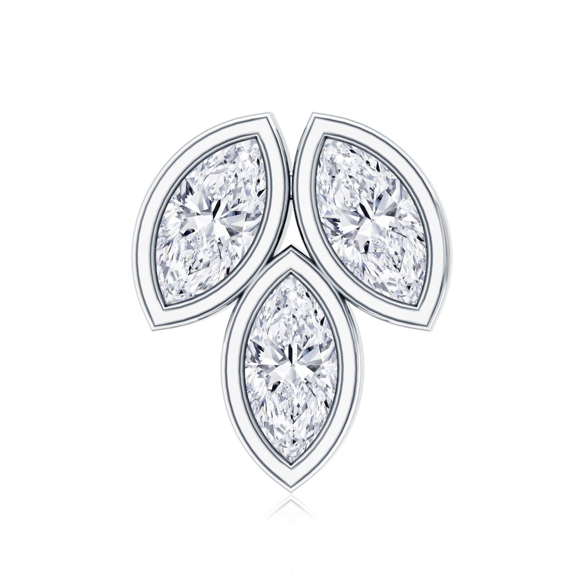 Marquise Diamond Three Stone Cluster Earring Lab - ( EF-VS ) - Rosec Jewels