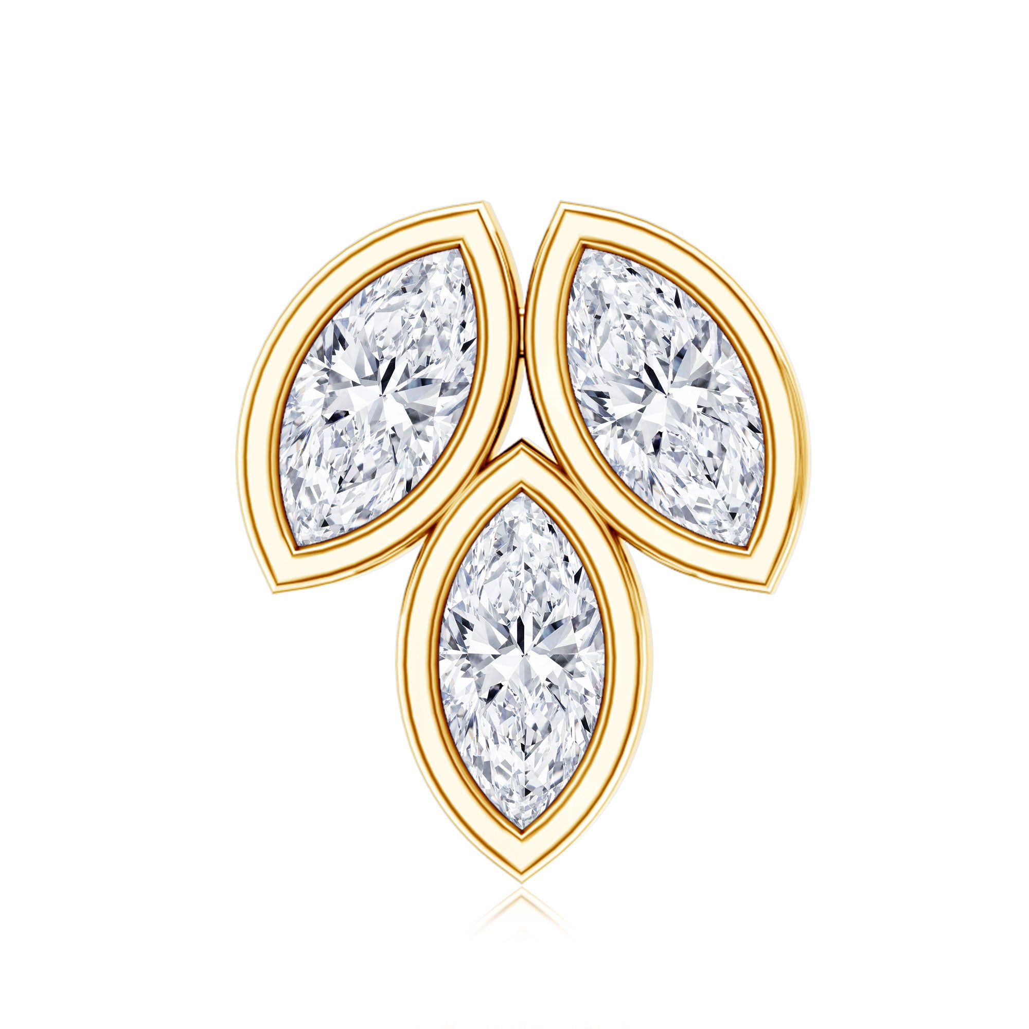 Marquise Diamond Three Stone Cluster Earring Lab - ( EF-VS ) - Rosec Jewels