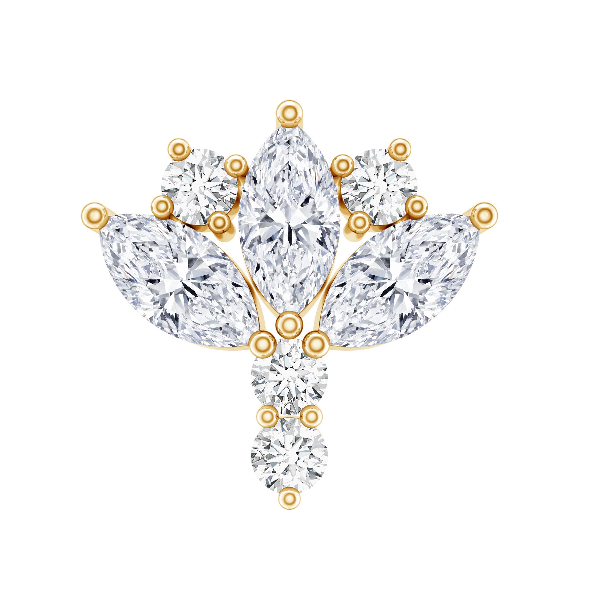 Diamond Lotus Cartilage Earring Lab - ( EF-VS ) - Rosec Jewels