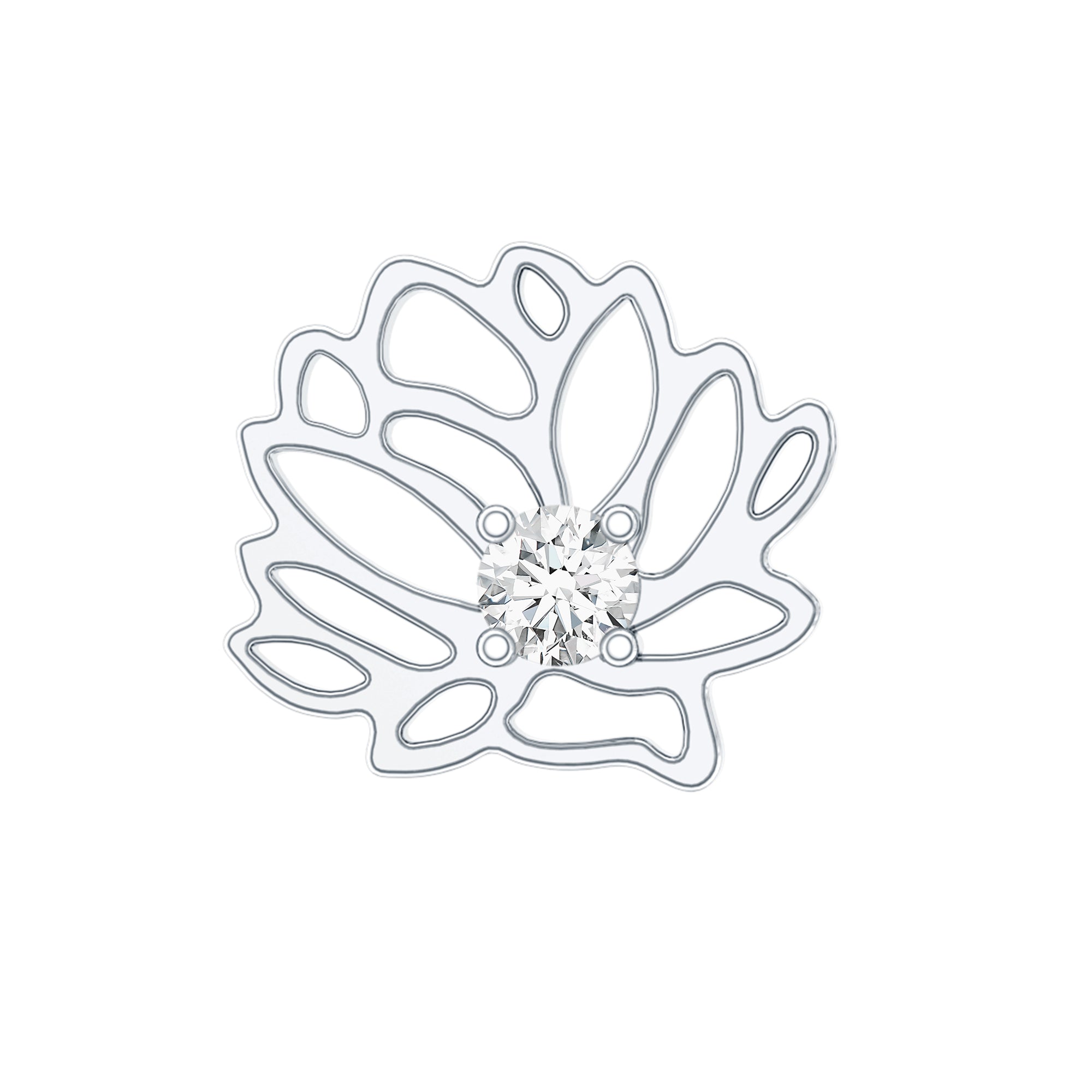 Diamond Lotus Flower Earring for Conch Piercing Lab - ( EF-VS ) - Rosec Jewels