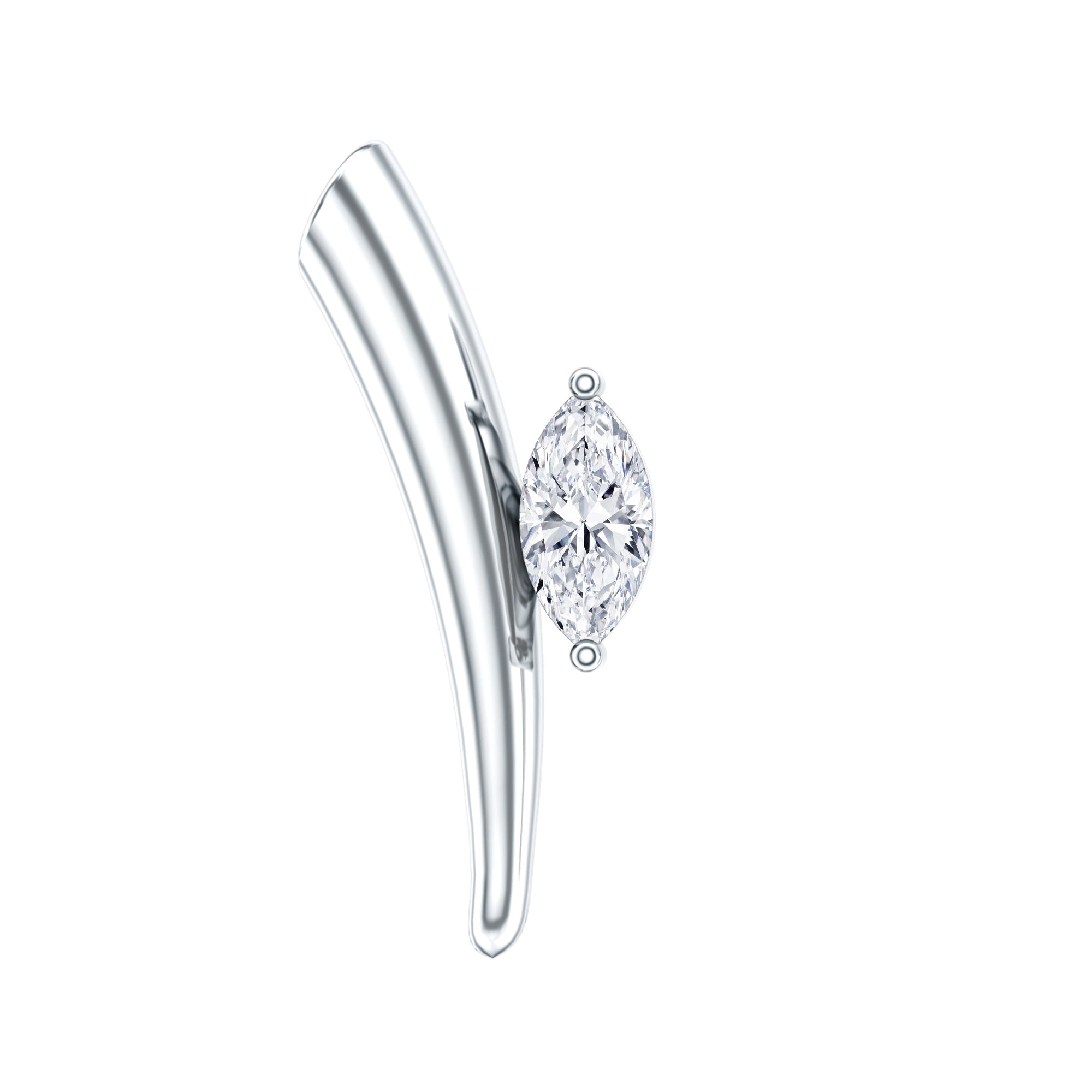 Marquise Cut Diamond Solitaire Earring for Tragus Piercing Lab - ( EF-VS ) - Rosec Jewels