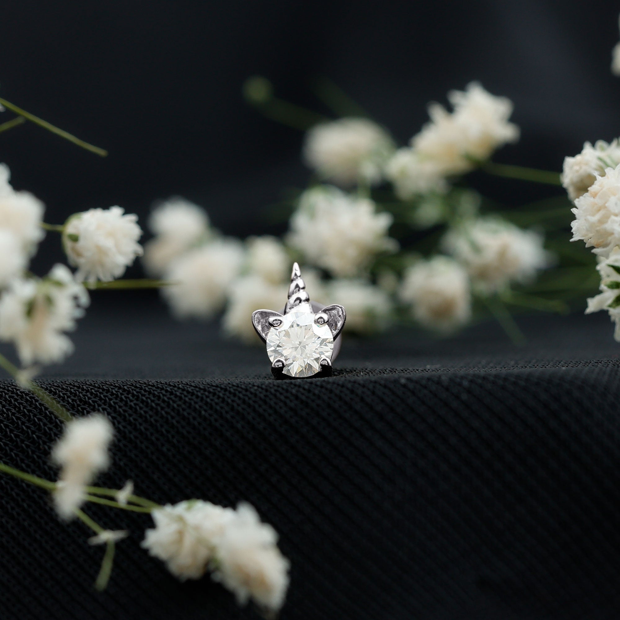 Cute Moissanite Unicorn Helix Earring for Women D-VS1 - Rosec Jewels