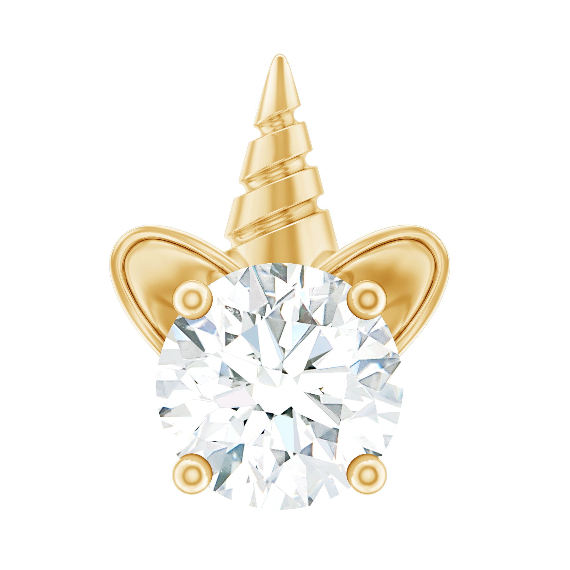 Cute Moissanite Unicorn Helix Earring in Gold