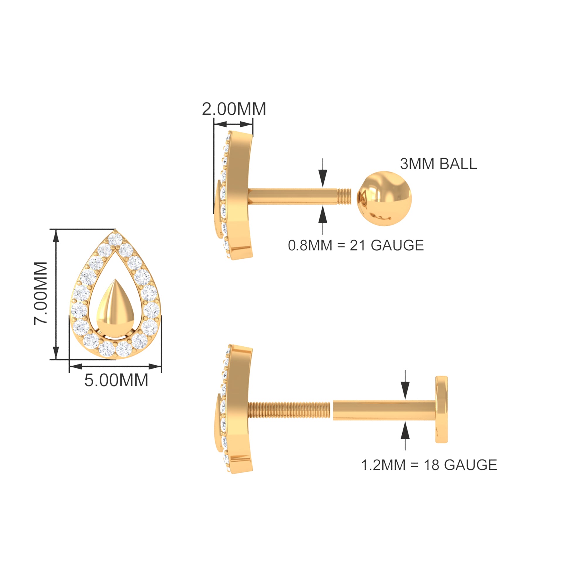 Rosec Jewels-Classic Diamond Teardrop Helix Earring