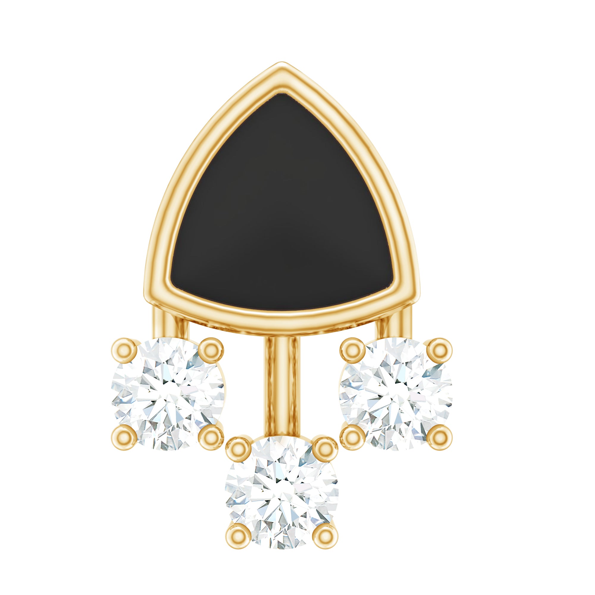 Genuine Diamond Black Enamel 3 Stone Tragus Earring