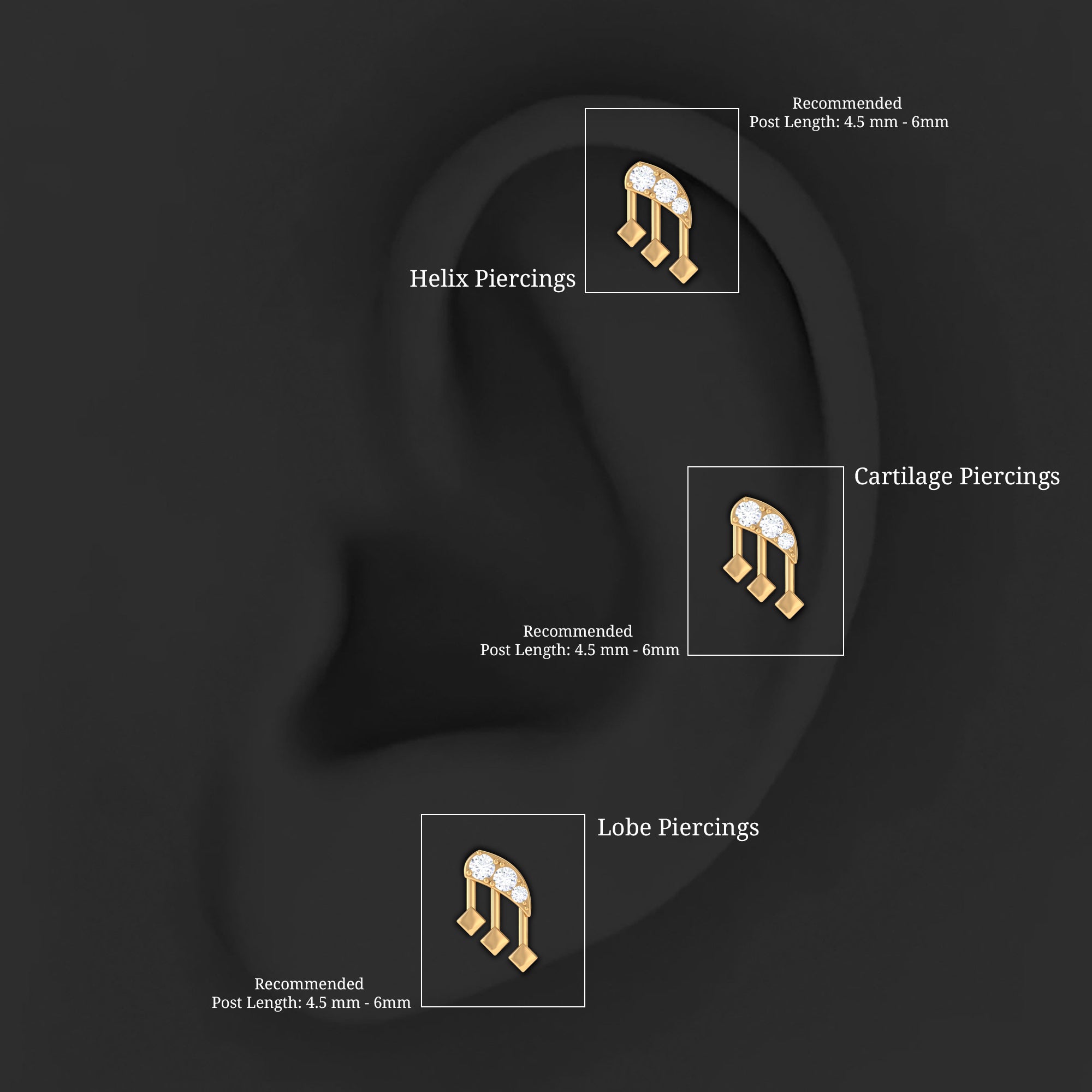 Real Diamond Music Note Earring for Cartilage Piercing Natural - ( HI-SI ) - Rosec Jewels