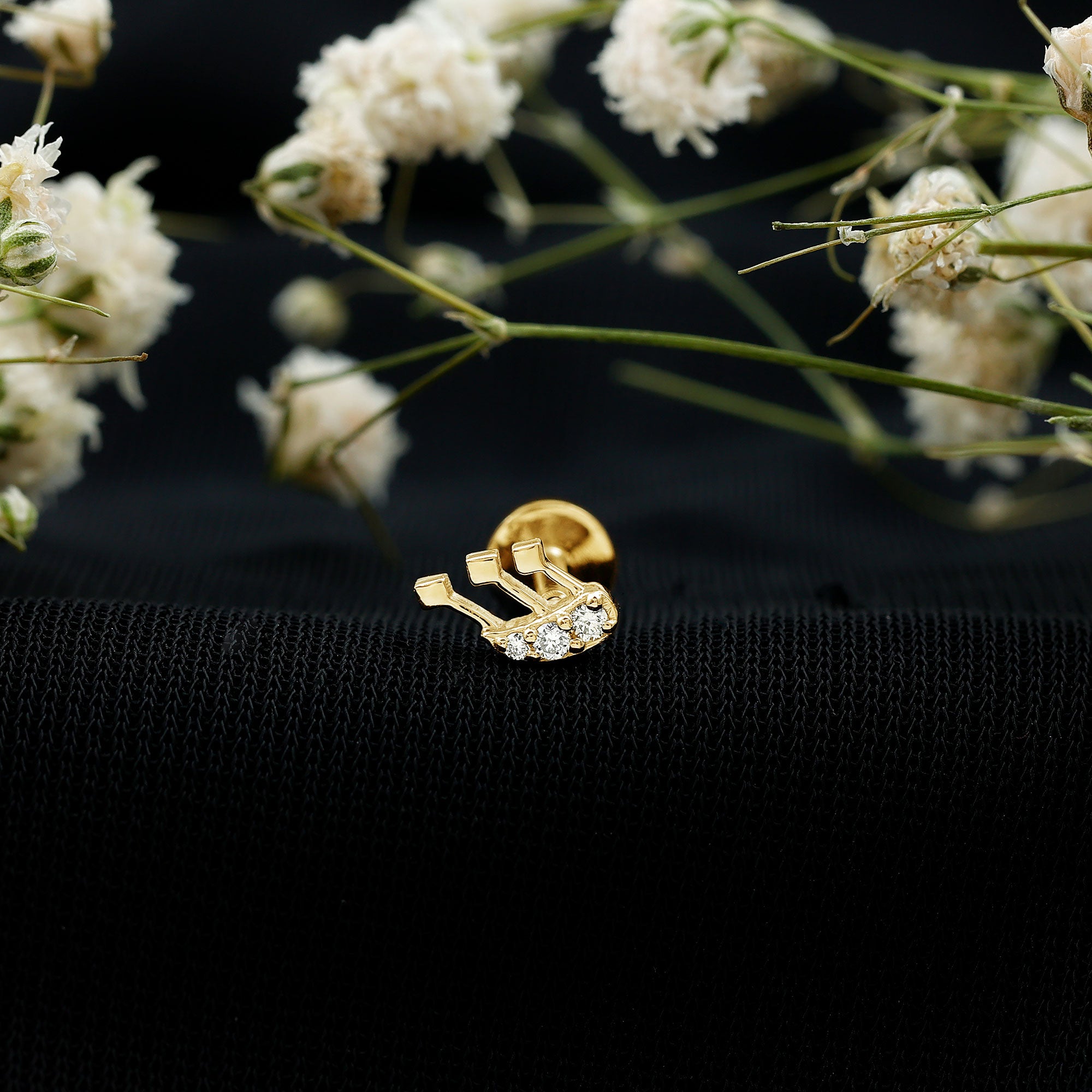Real Diamond Music Note Earring for Cartilage Piercing Natural - ( HI-SI ) - Rosec Jewels
