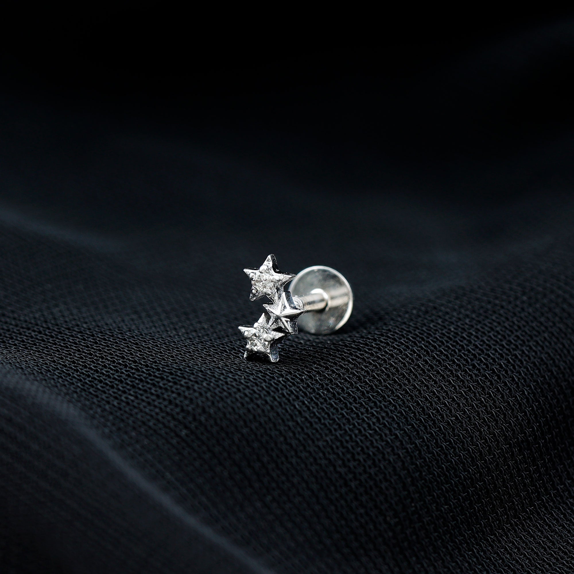 Genuine Round Diamond Three Star Cartilage Earring Natural - ( HI-SI ) - Rosec Jewels