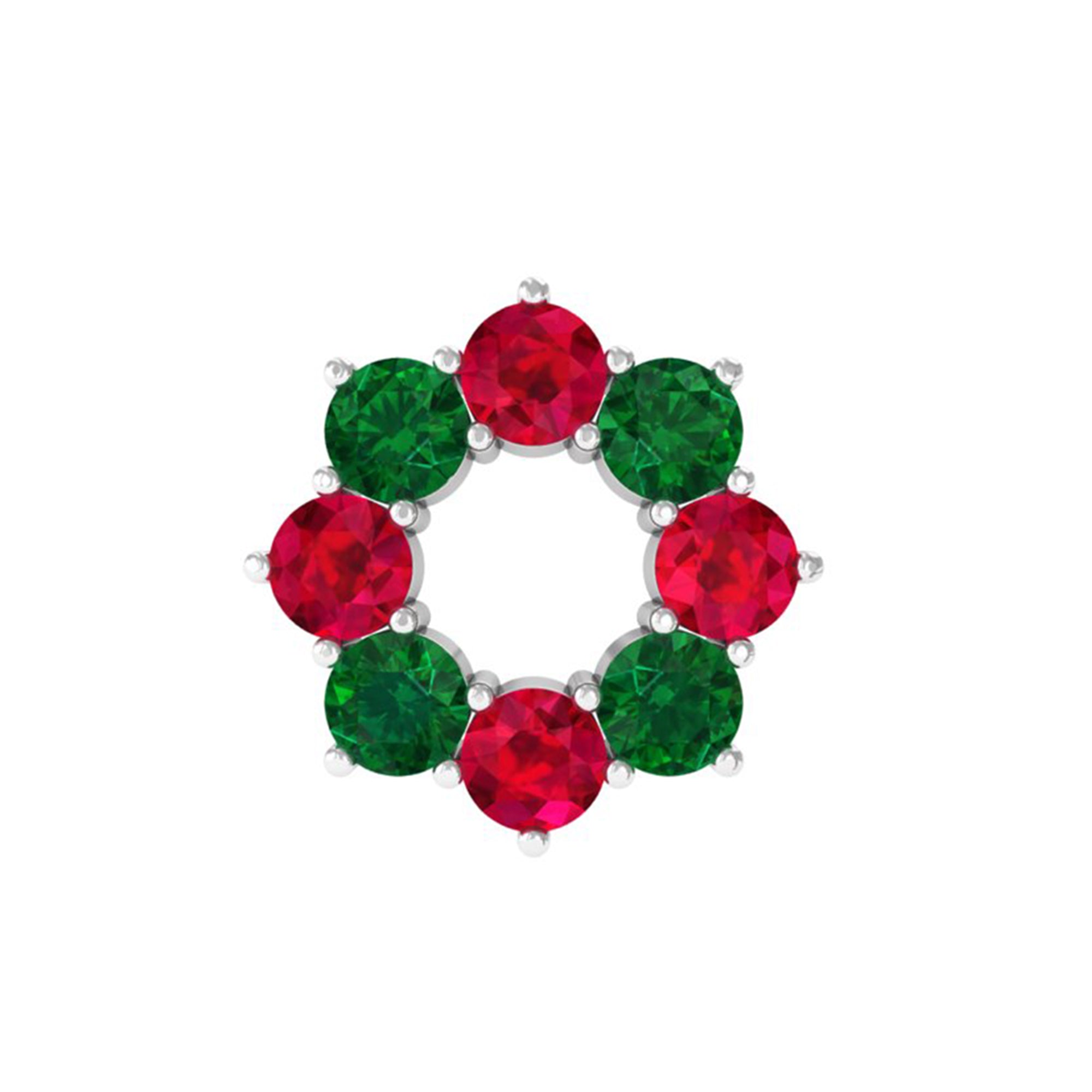 Lab Created Ruby and Created Emerald Wreath Helix Earring AAAA - Rosec Jewels
