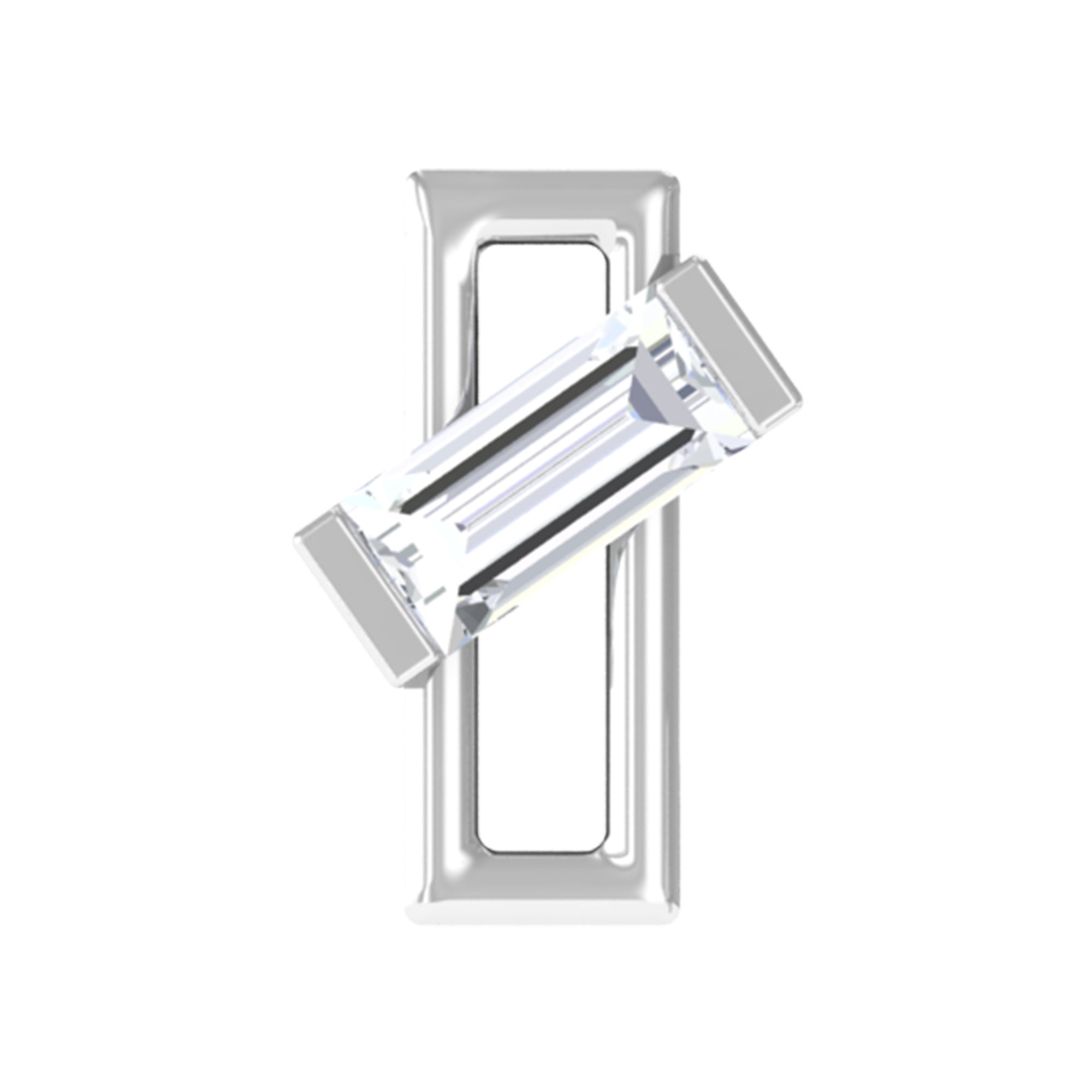 Baguette Diamond Minimal Tragus Earring in Bar Setting Natural - ( HI-SI ) - Rosec Jewels