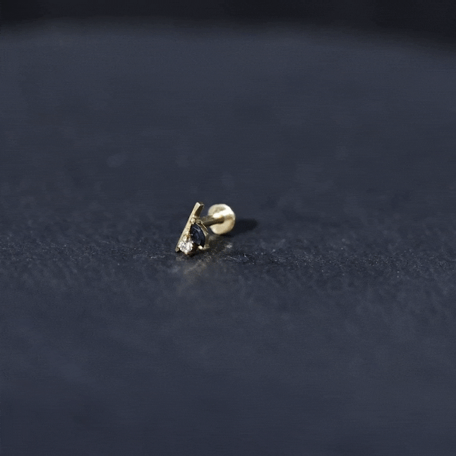 Contemporary Lab Grown Black and White Diamond Helix Earring AAAA ( Synthetic ) - Rosec Jewels