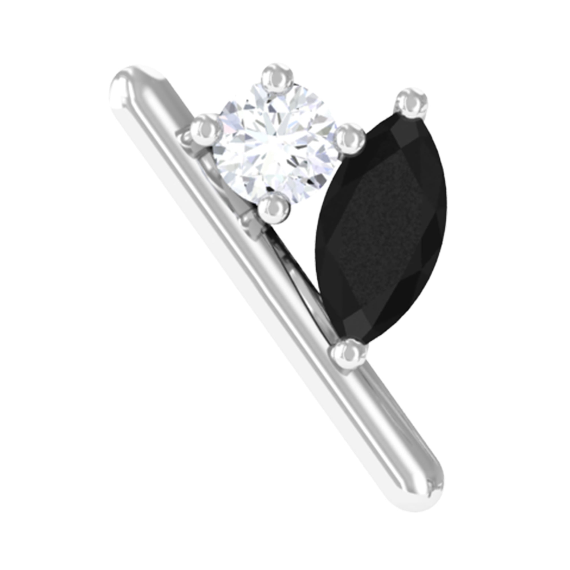 Contemporary Lab Grown Black and White Diamond Helix Earring AAAA ( Synthetic ) - Rosec Jewels