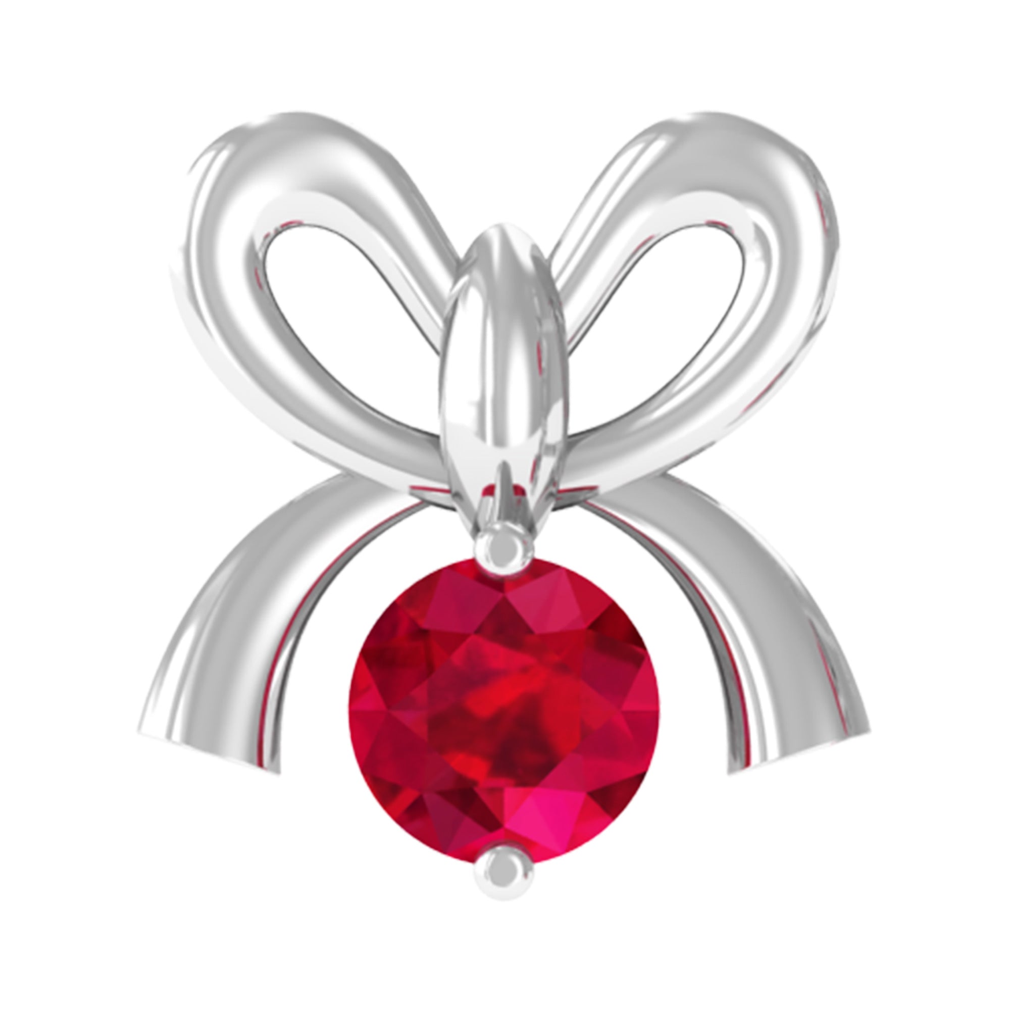 Red Ruby Cute Christmas Bow Cartilage Earring AAA - Rosec Jewels
