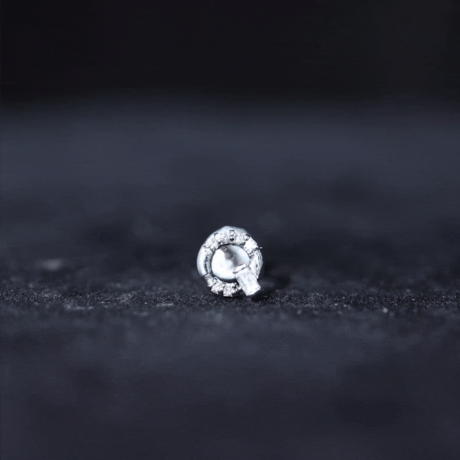 Baguette and Round Moissanite Open Circle Cartilage Earring D-VS1 - Rosec Jewels