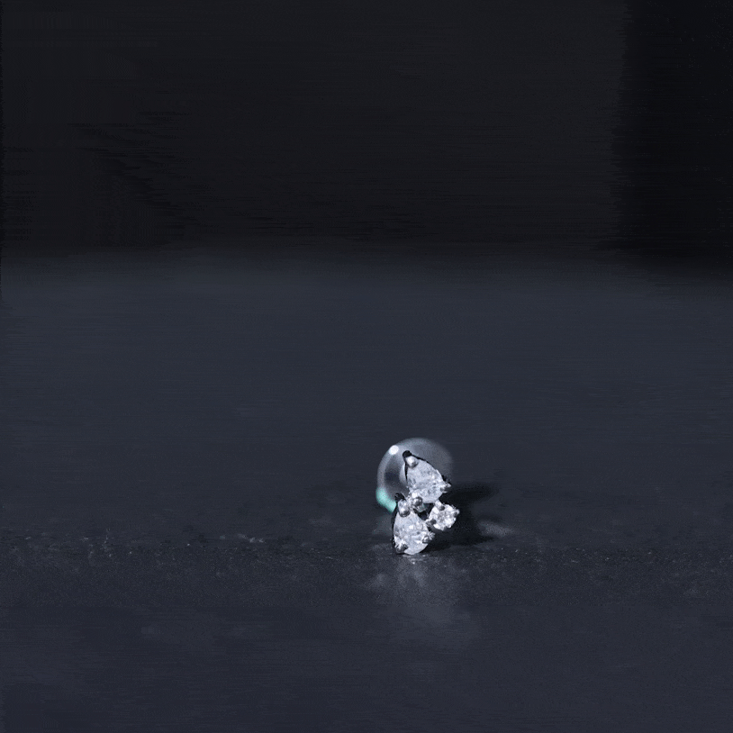 Pear and Round Cut Moissanite Cluster Helix Earring D-VS1 - Rosec Jewels