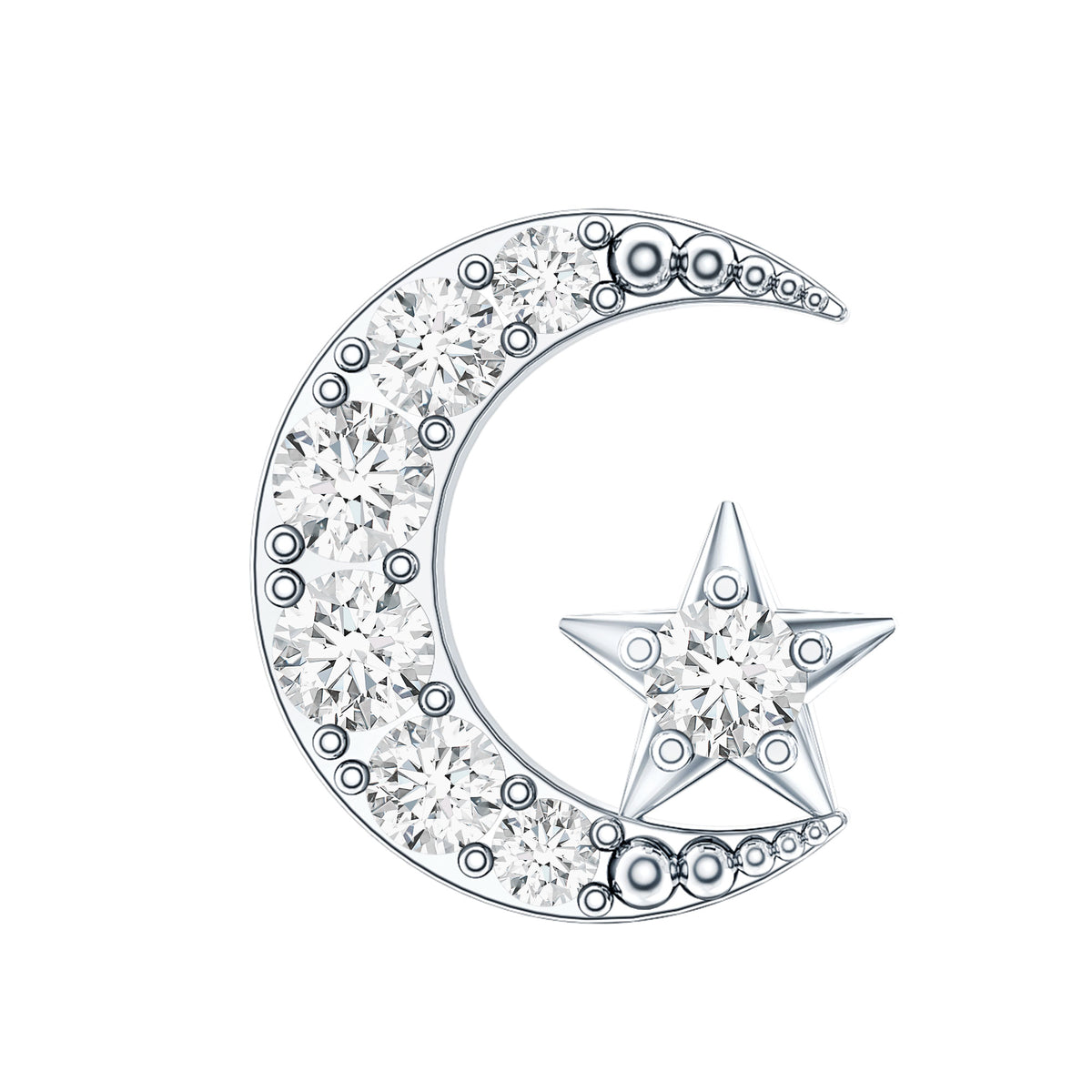 Moissanite Moon and Star Cartilage Earring D-VS1 - Rosec Jewels