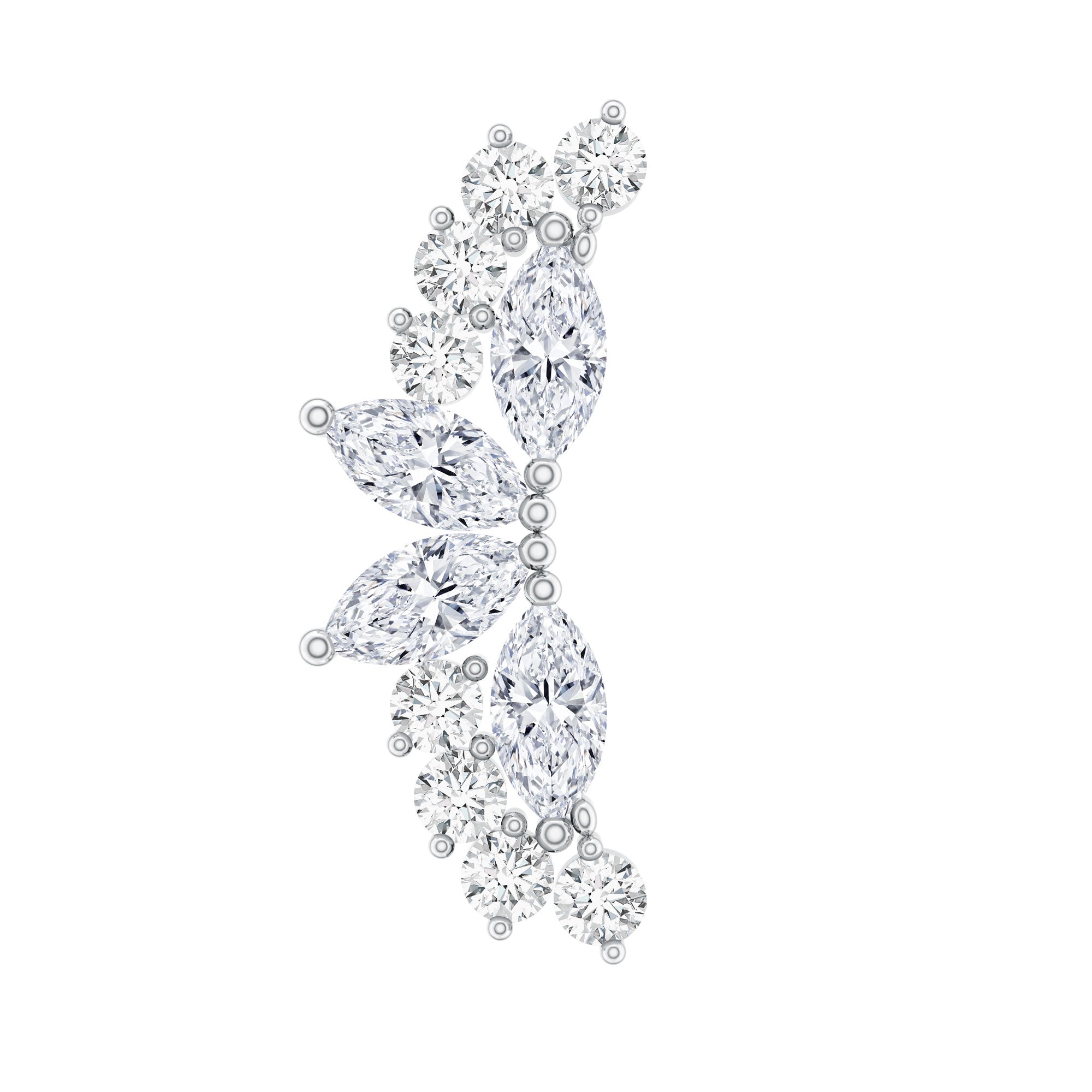 Unique Diamond Crawler Earring for Cartilage Piercing Natural - ( HI-SI ) - Rosec Jewels