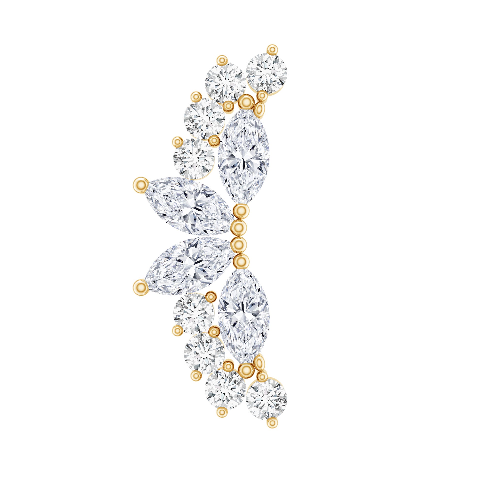 Unique Diamond Crawler Earring for Cartilage Piercing Natural - ( HI-SI ) - Rosec Jewels
