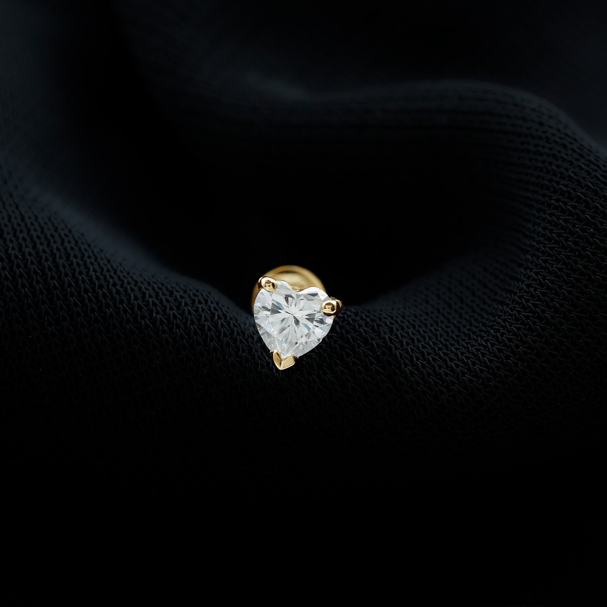 Solitaire Diamond Heart Earring with Flat Back Natural - ( HI-SI ) - Rosec Jewels