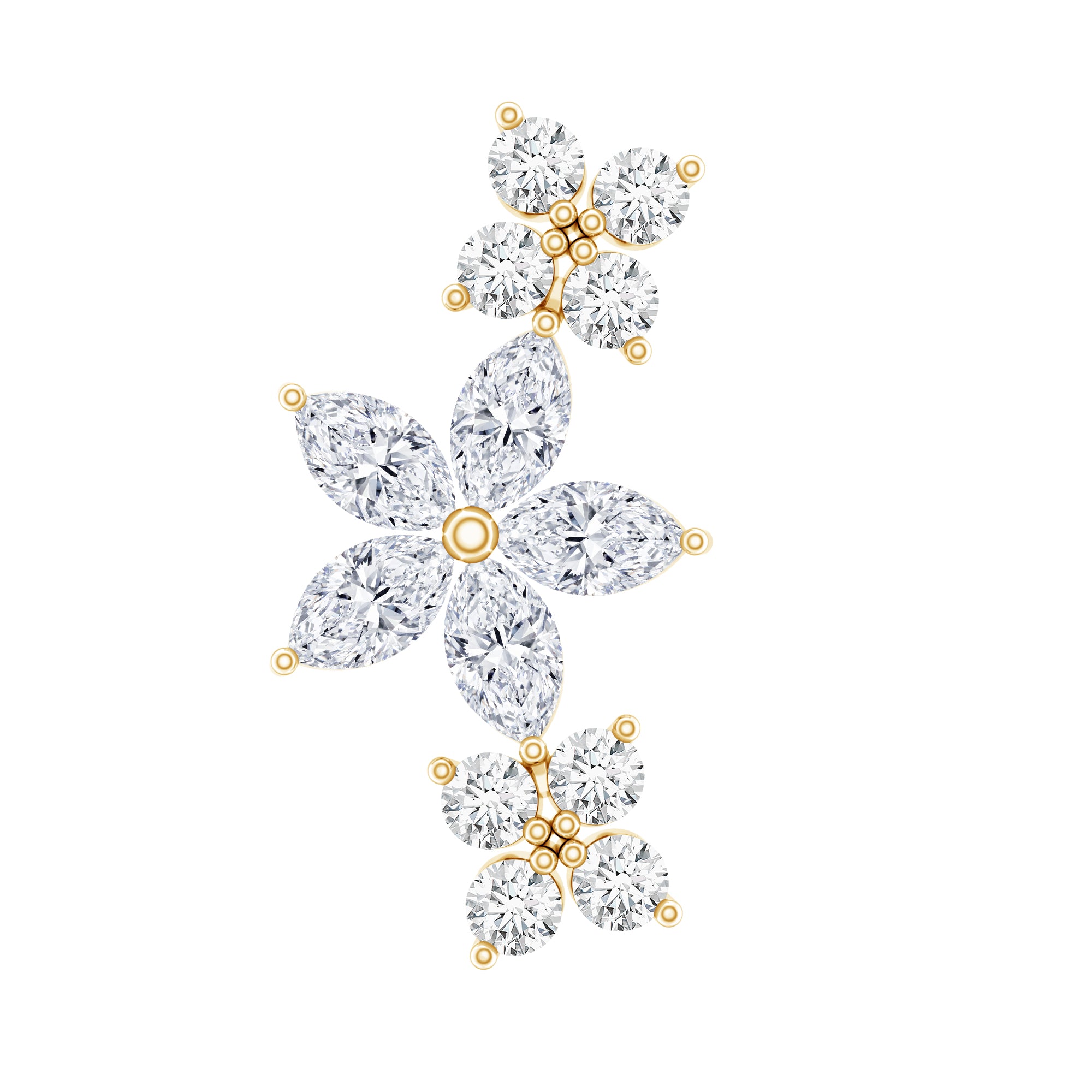 Cartilage Flower Crawler Earring with Diamond Natural - ( HI-SI ) - Rosec Jewels