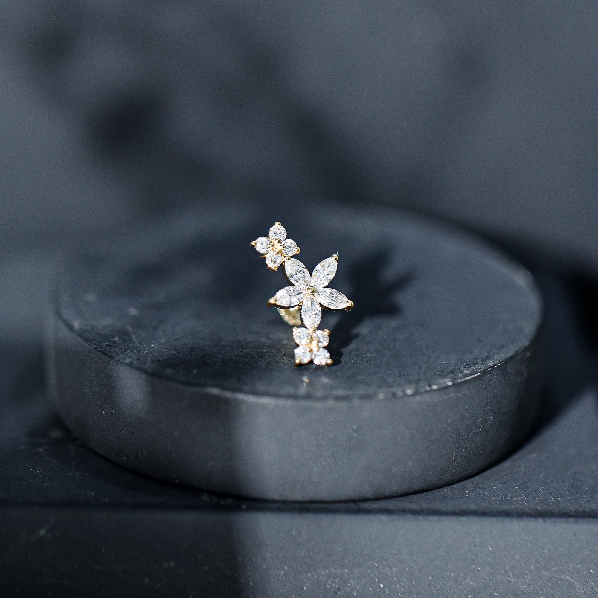 Cartilage Flower Crawler Earring with Diamond Natural - ( HI-SI ) - Rosec Jewels