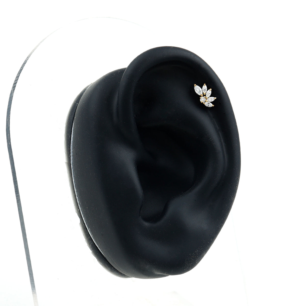 Marquise Diamond Leaf Cluster Earring for Cartilage Piercing Natural - ( HI-SI ) - Rosec Jewels