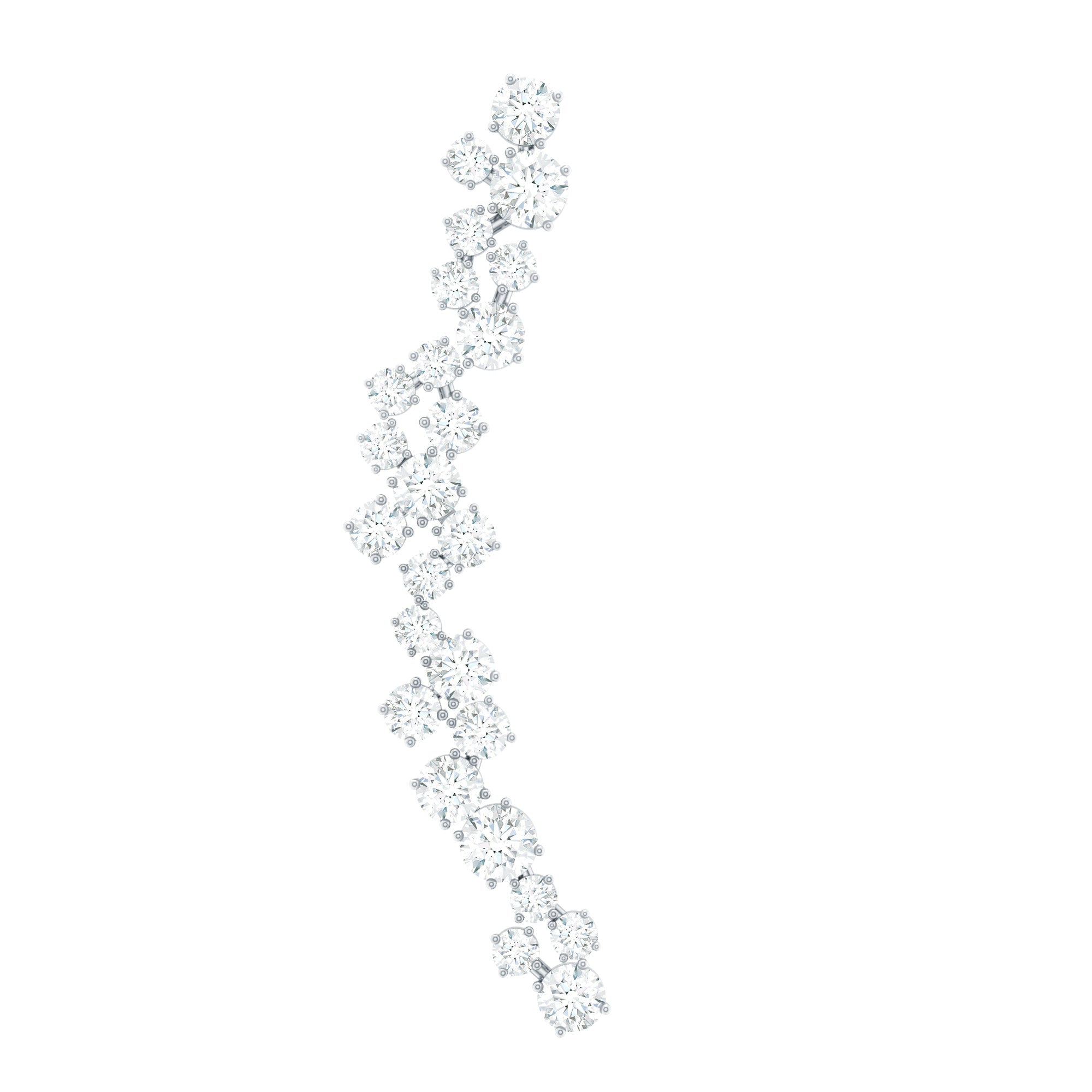 Diamond Cluster Climber Earring for Helix Piercing Natural - ( HI-SI ) - Rosec Jewels