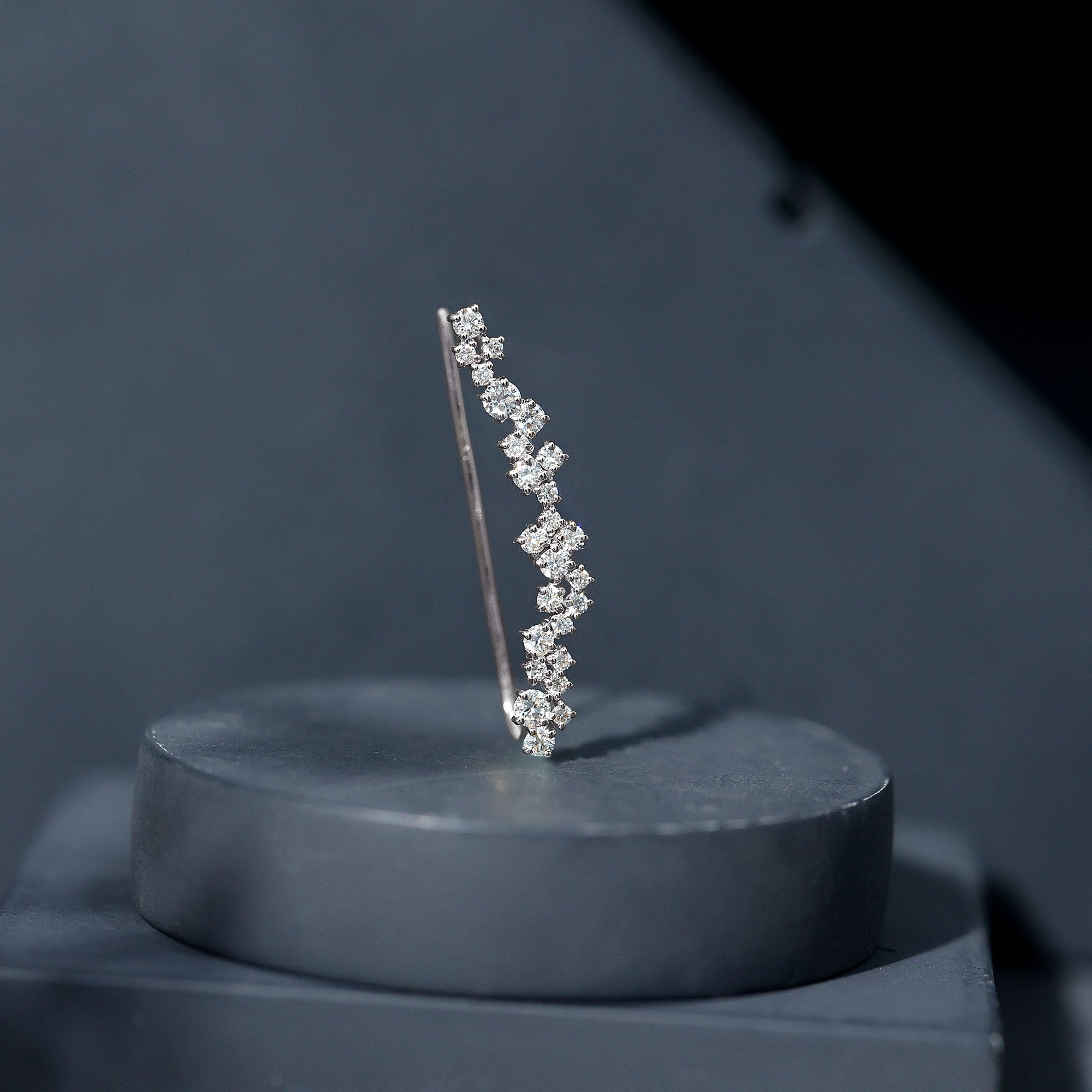 Diamond Cluster Climber Earring for Helix Piercing Natural - ( HI-SI ) - Rosec Jewels