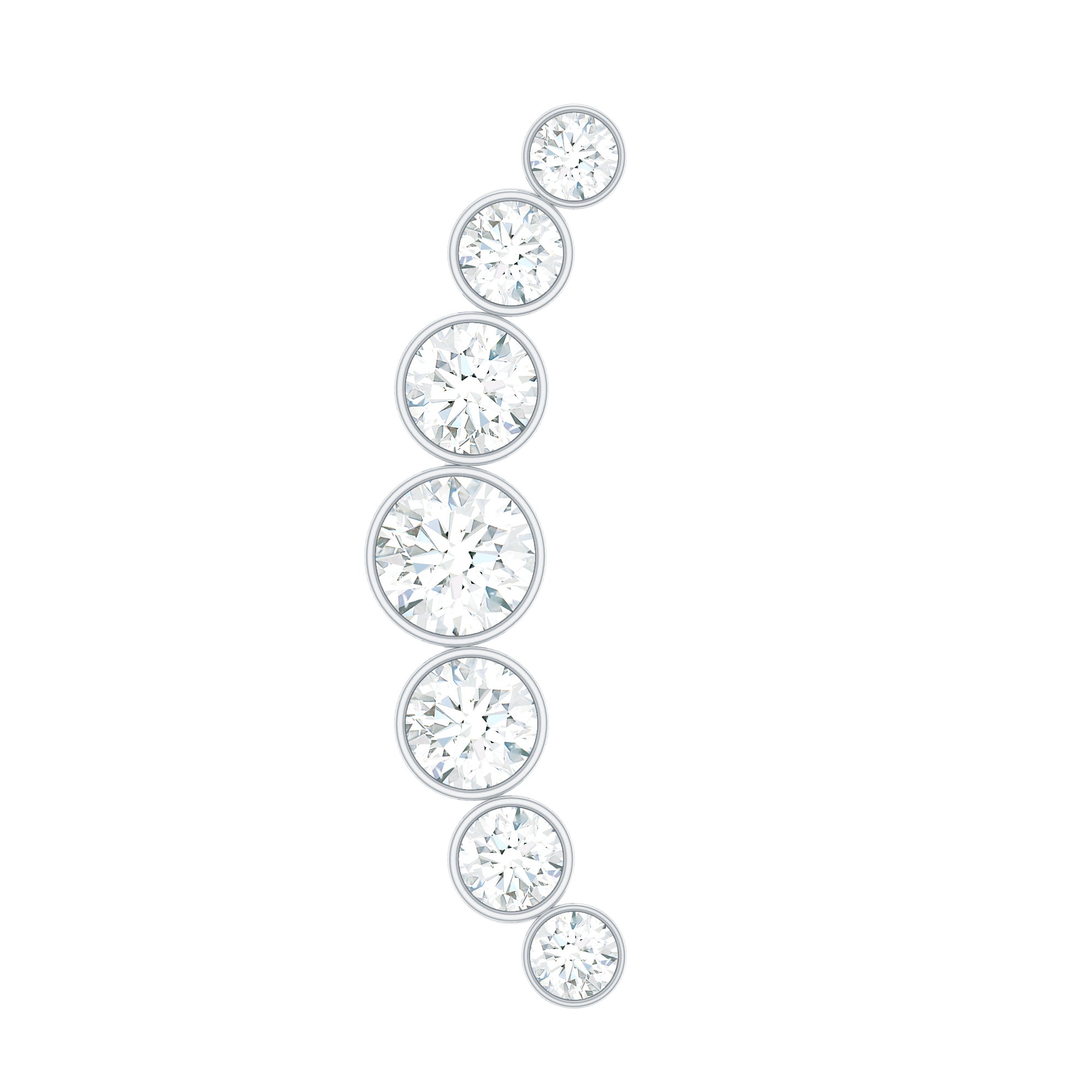 Graduated Diamond Crawler Helix Earring in Bezel Set Natural - ( HI-SI ) - Rosec Jewels