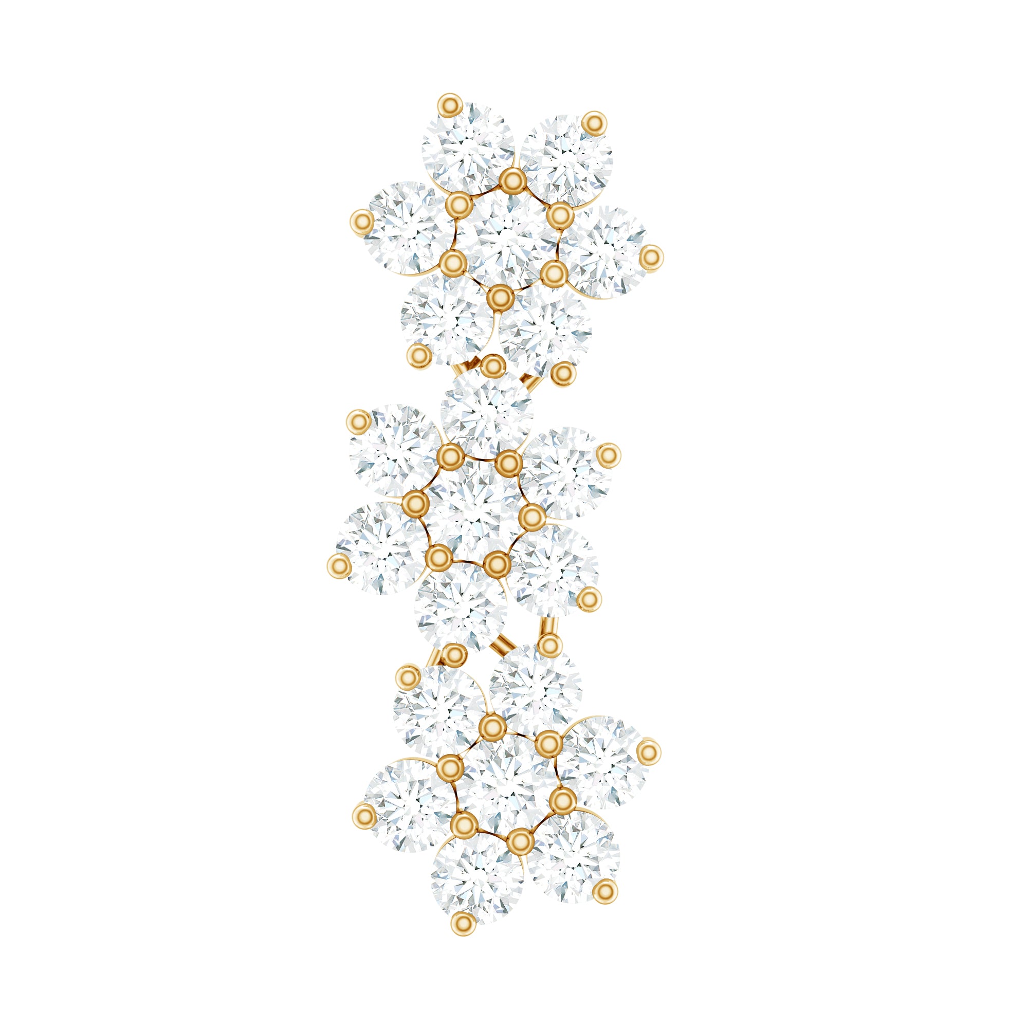 Diamond Three Flower Crawler Earring for Helix Piercing Natural - ( HI-SI ) - Rosec Jewels