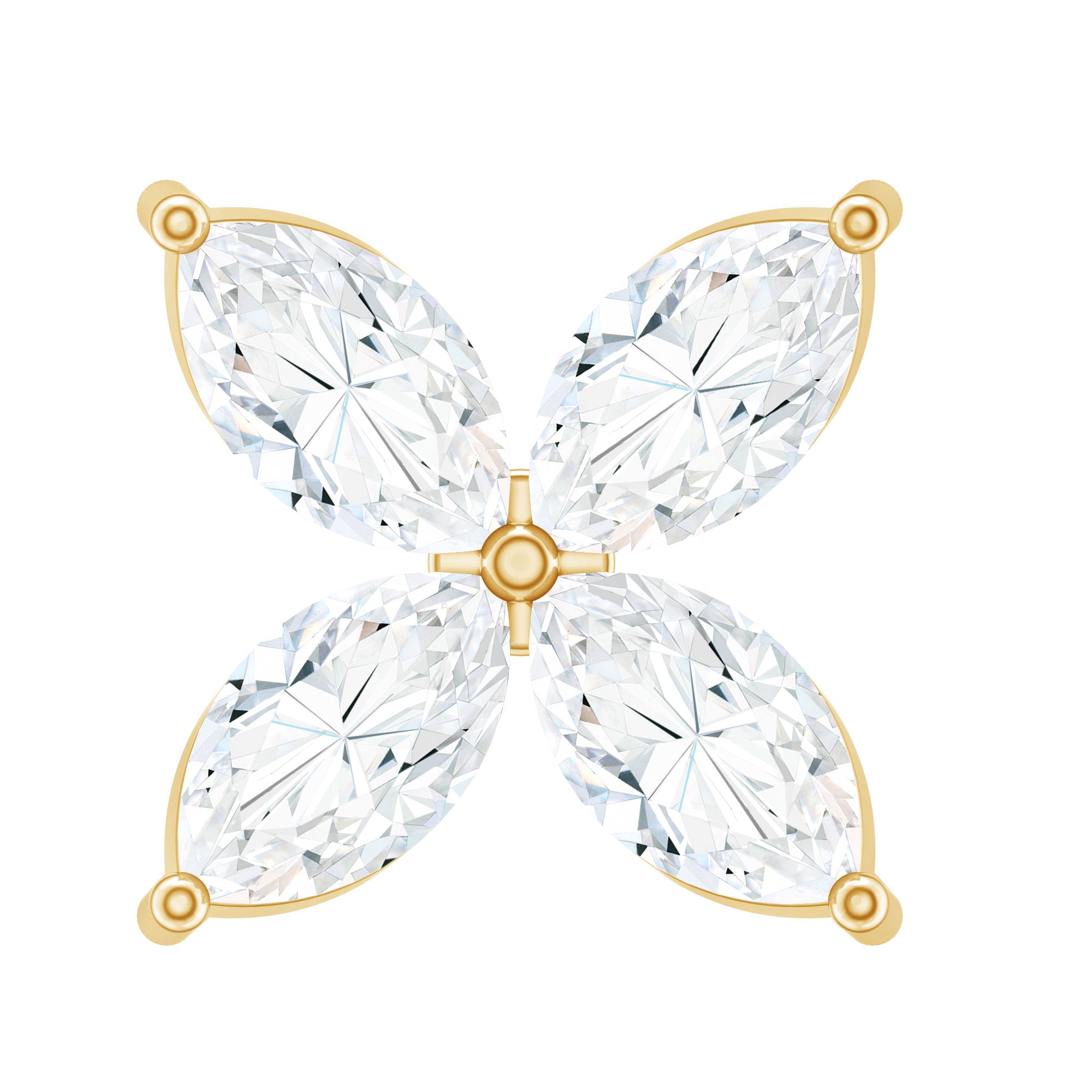 Marquise Four Petal Flower Cartilage Earring Natural - ( HI-SI ) - Rosec Jewels