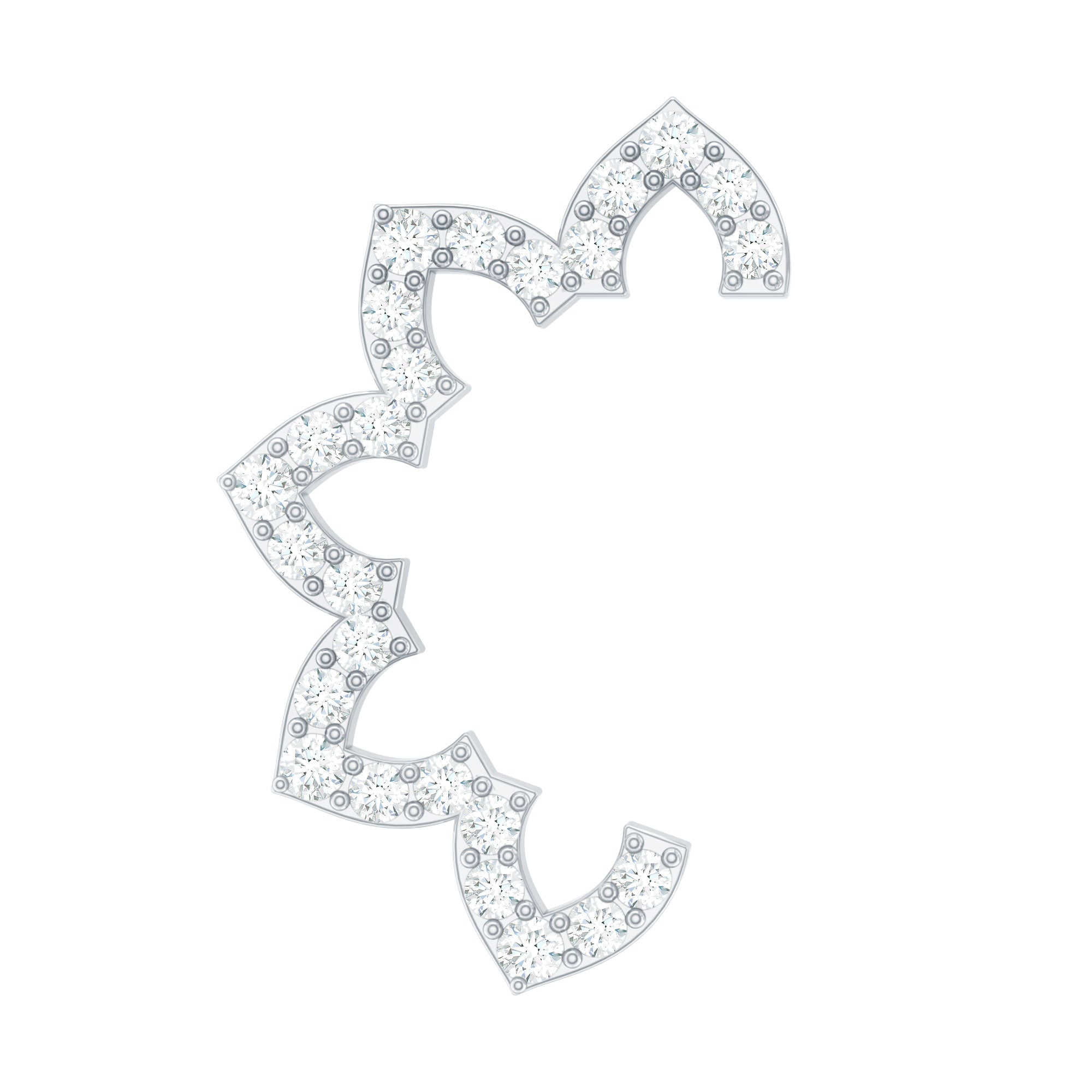 Certified Diamond Curved Floral Earring for Cartilage Piercing Natural - ( HI-SI ) - Rosec Jewels