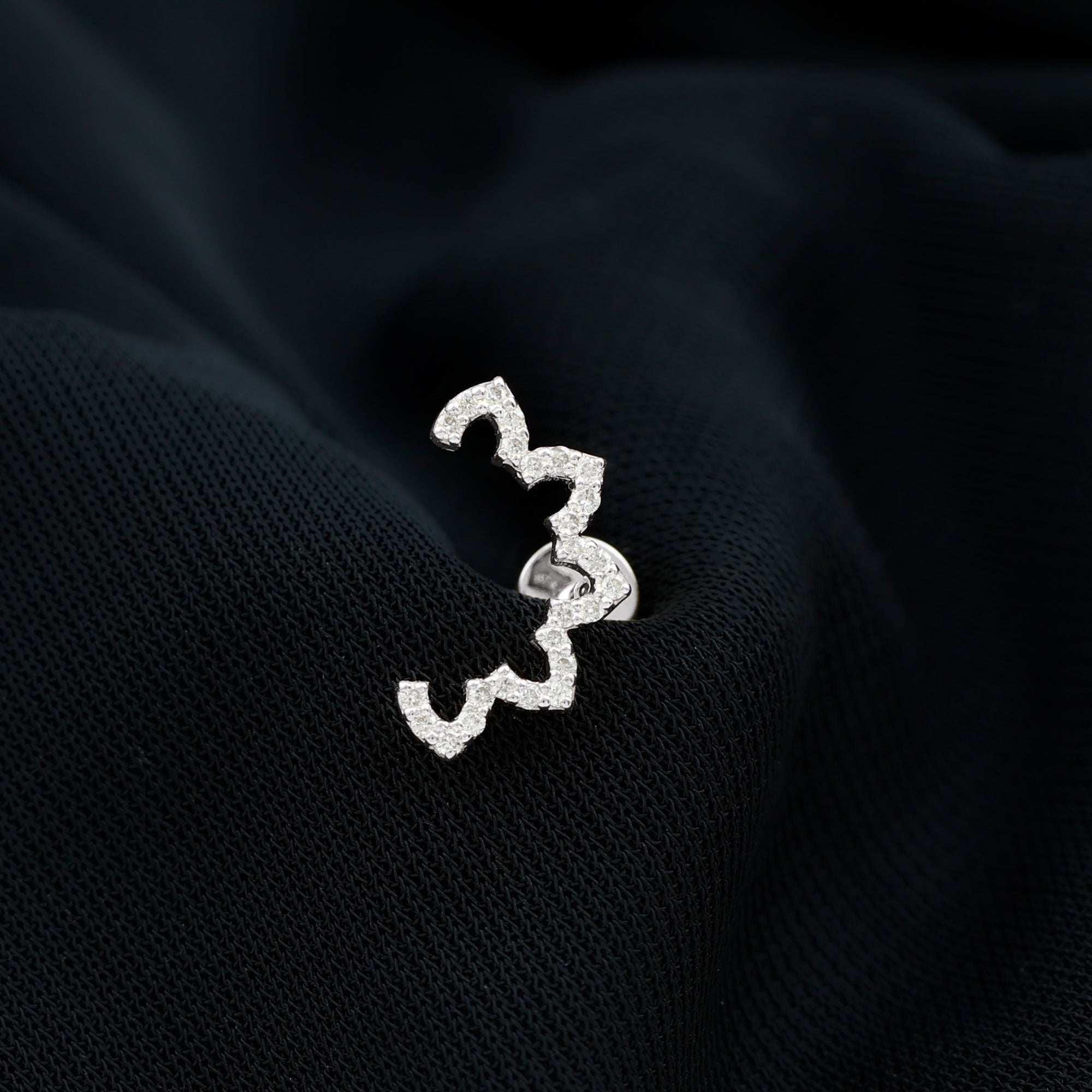 Certified Diamond Curved Floral Earring for Cartilage Piercing Natural - ( HI-SI ) - Rosec Jewels