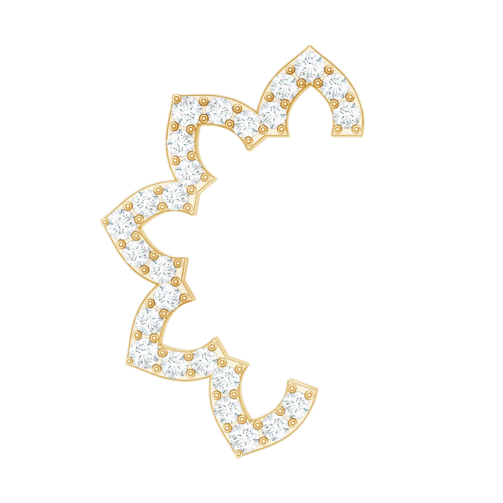 Certified Diamond Curved Floral Earring for Cartilage Piercing Natural - ( HI-SI ) - Rosec Jewels
