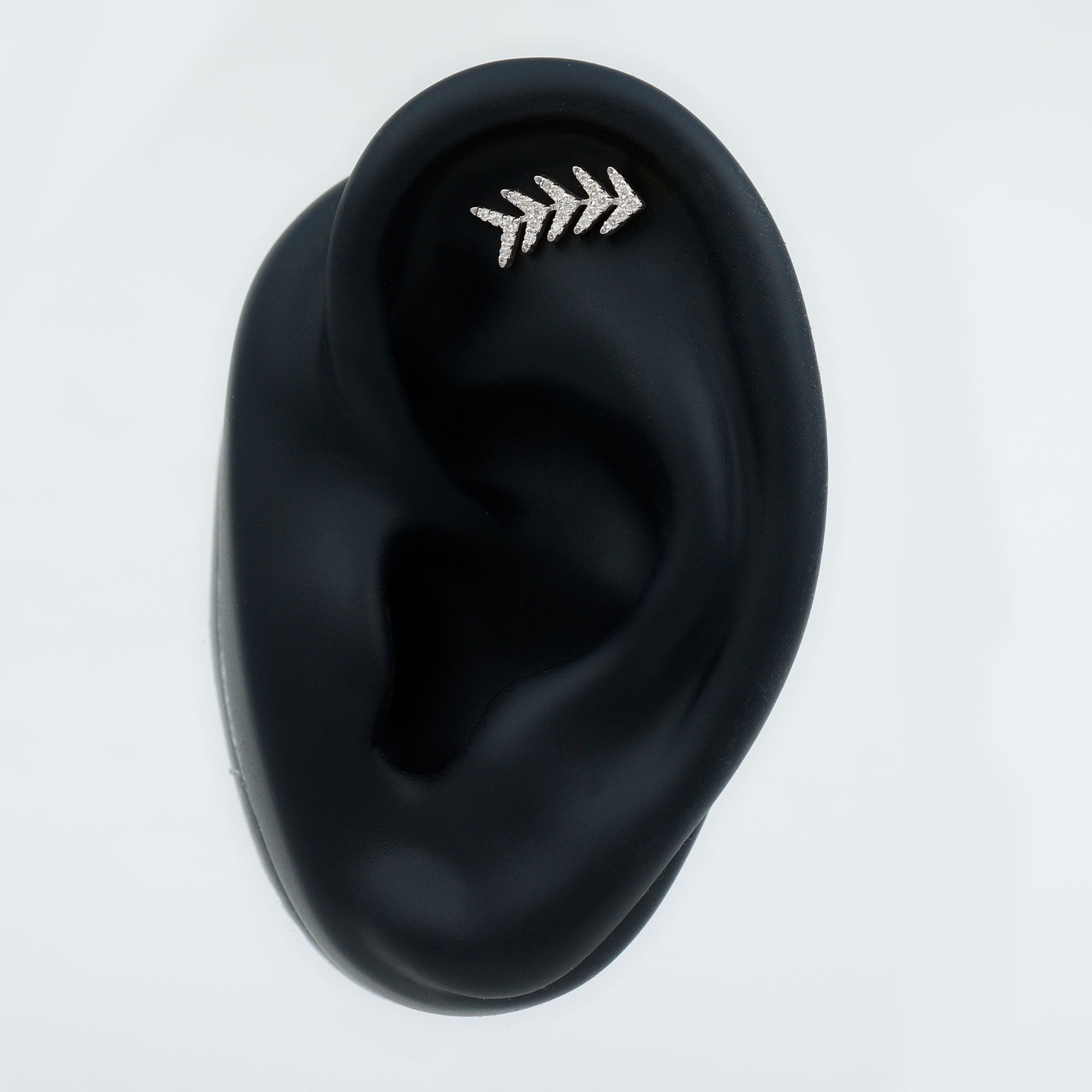 Minimalist Diamond Leaf Crawler Earring for Helix Piercing Natural - ( HI-SI ) - Rosec Jewels
