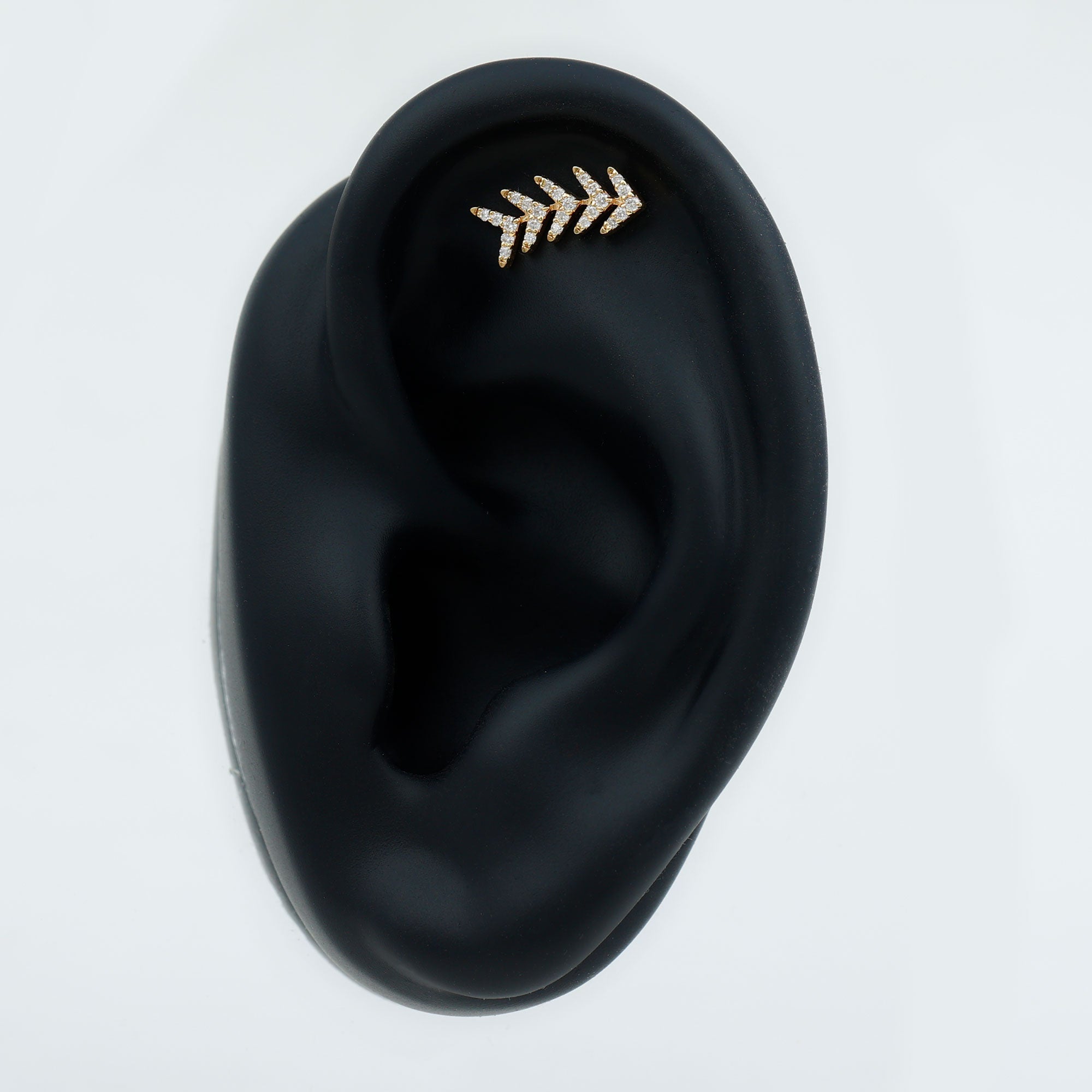 Minimalist Diamond Leaf Crawler Earring for Helix Piercing Natural - ( HI-SI ) - Rosec Jewels