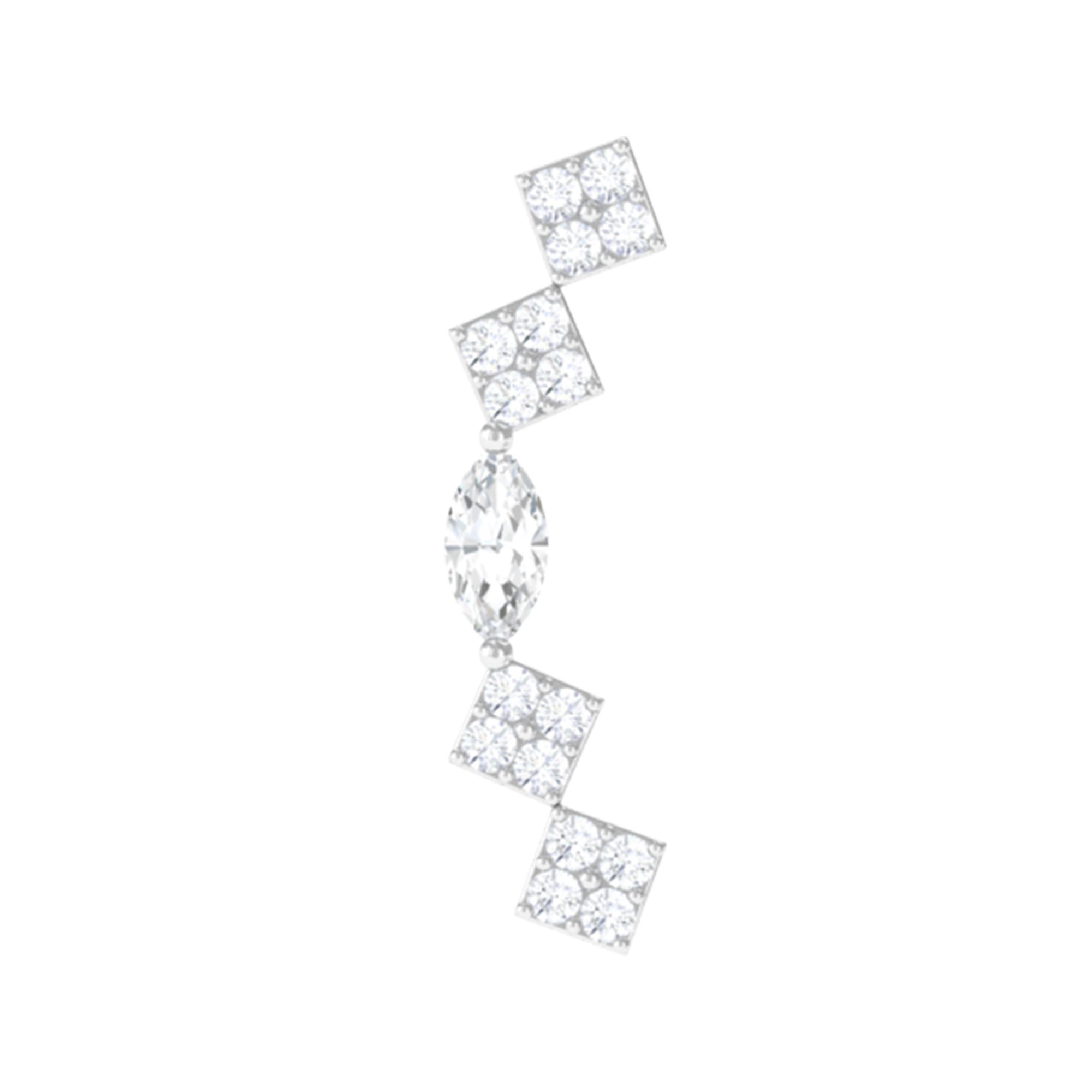Elegant Diamond Ear Crawler Earring for Helix Piercing Natural - ( HI-SI ) - Rosec Jewels