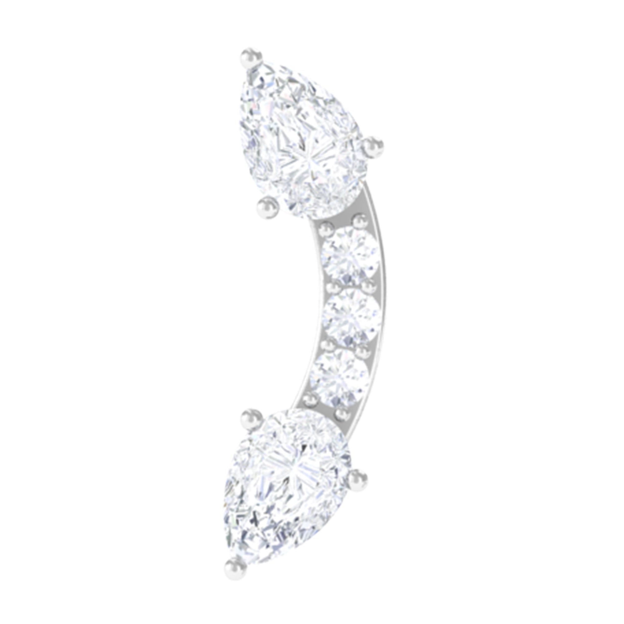 Pear Shape Diamond Curved Helix Earring Natural - ( HI-SI ) - Rosec Jewels