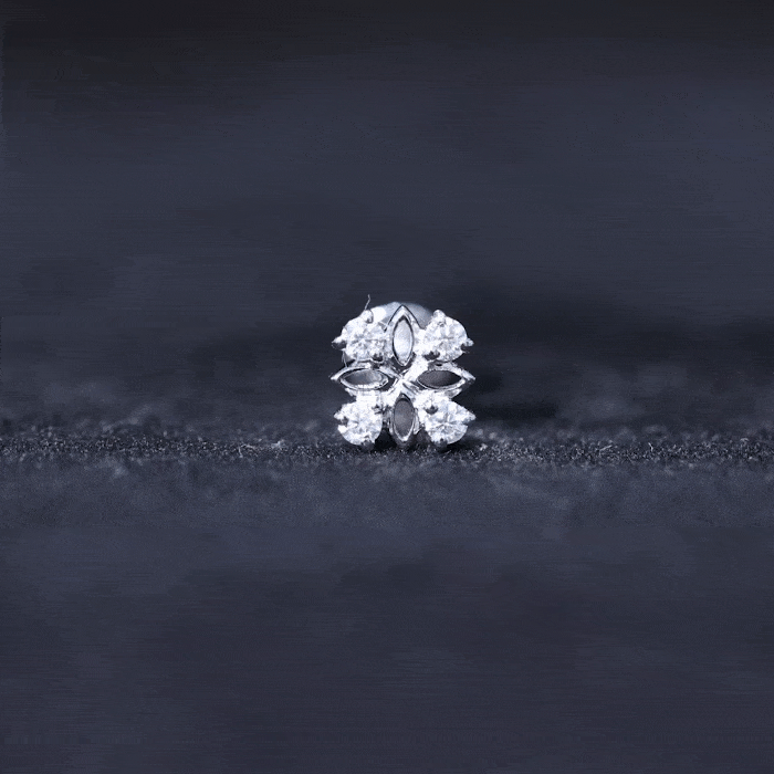 Nature Inspired Certified Diamond Flower Earring for Helix Piercing Natural - ( HI-SI ) - Rosec Jewels