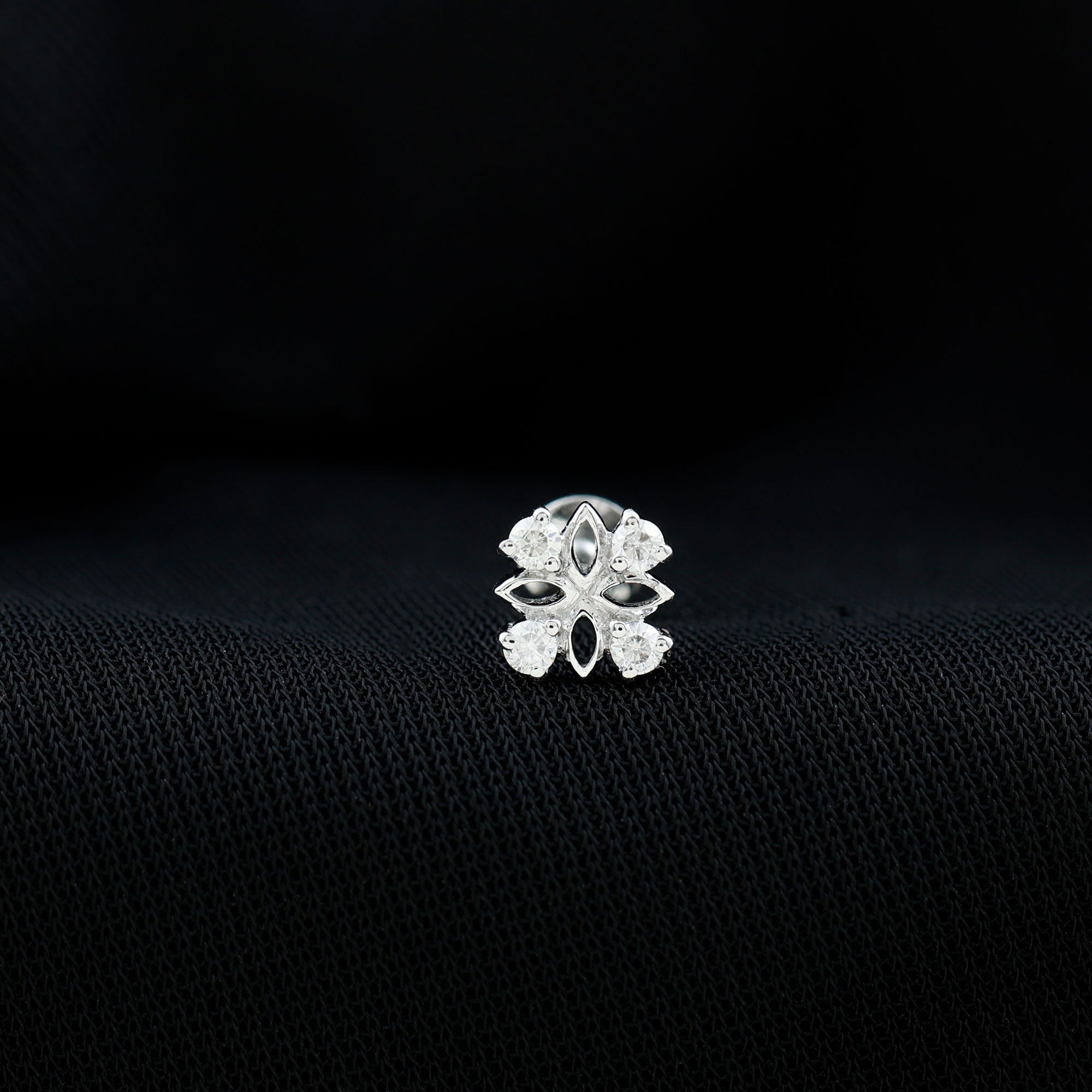 Nature Inspired Certified Diamond Flower Earring for Helix Piercing Natural - ( HI-SI ) - Rosec Jewels