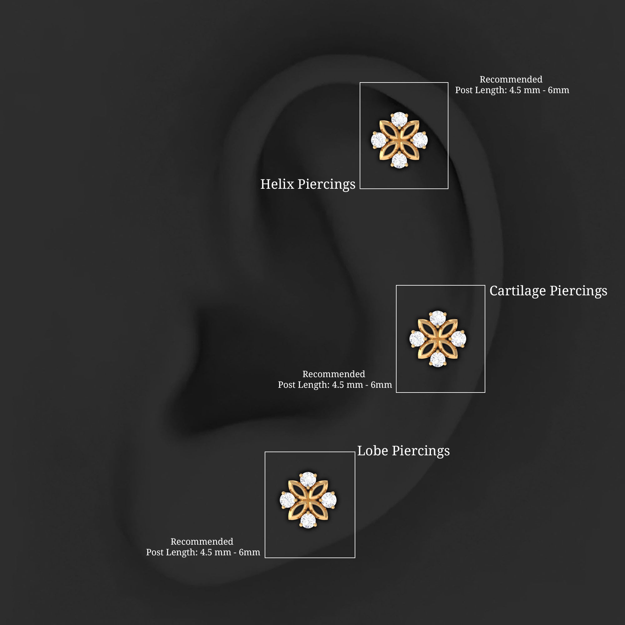 Nature Inspired Certified Diamond Flower Earring for Helix Piercing Natural - ( HI-SI ) - Rosec Jewels