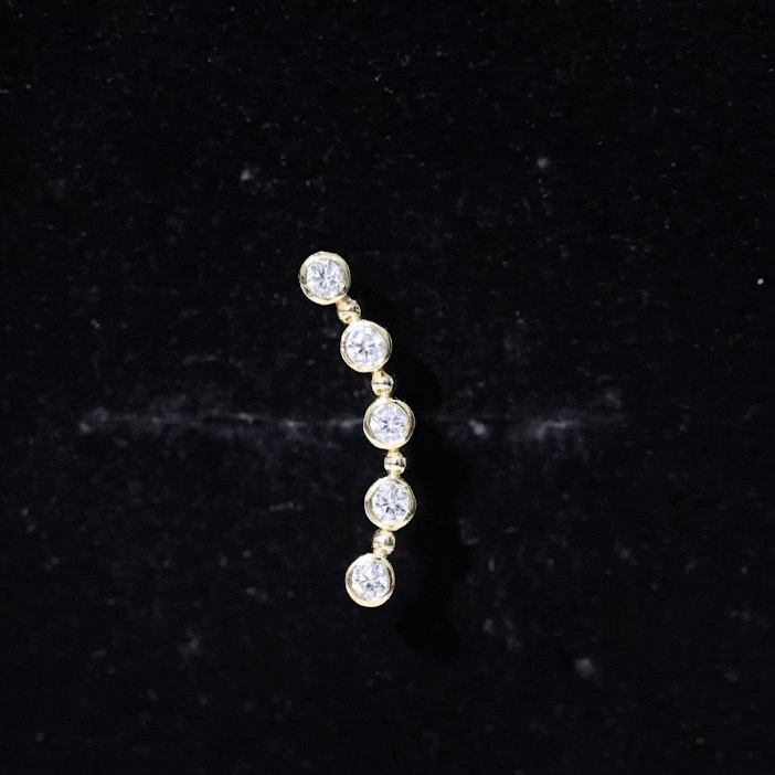 Bezel Set Diamond Crawler Earring for Cartilage Piercing Natural - ( HI-SI ) - Rosec Jewels