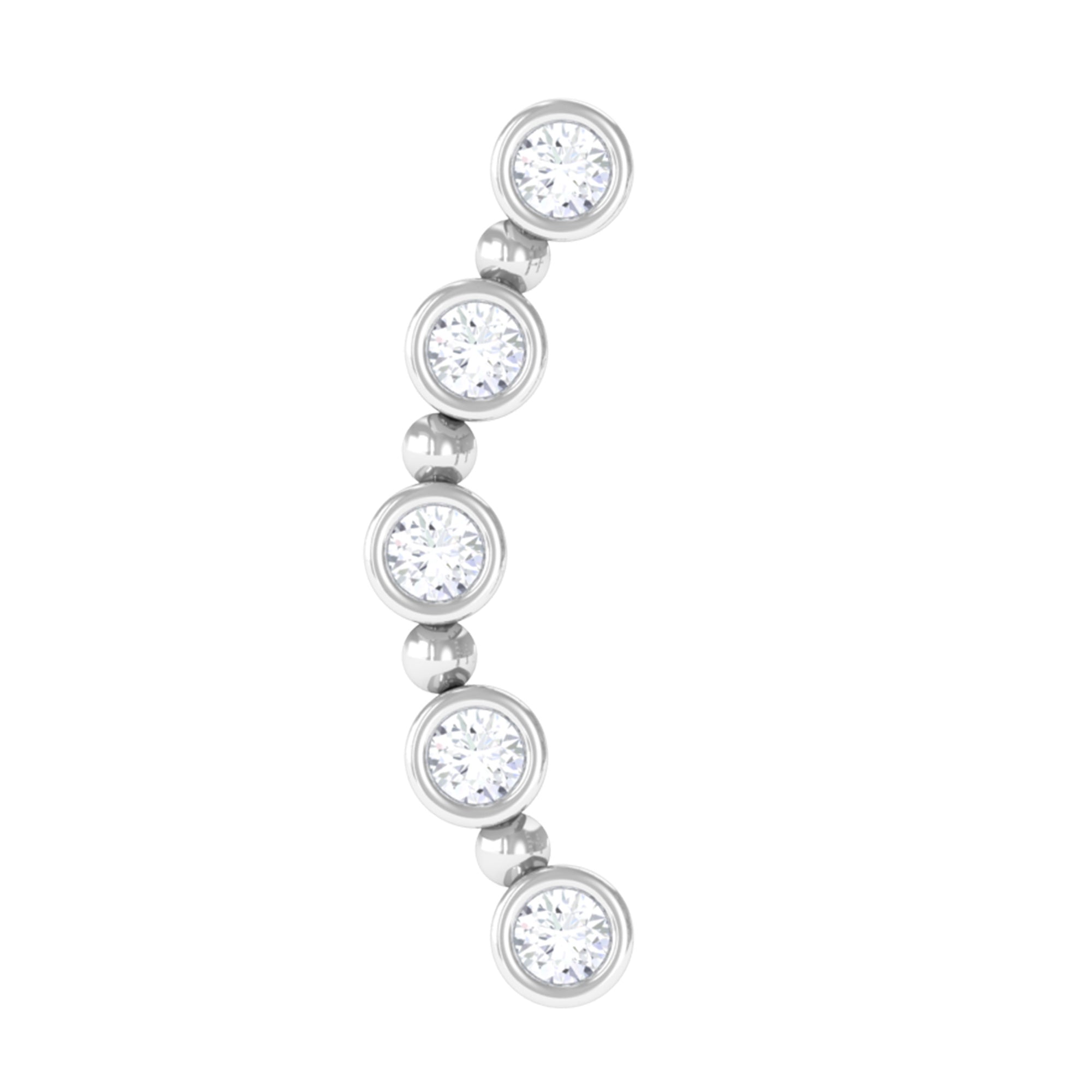 Bezel Set Diamond Crawler Earring for Cartilage Piercing Natural - ( HI-SI ) - Rosec Jewels