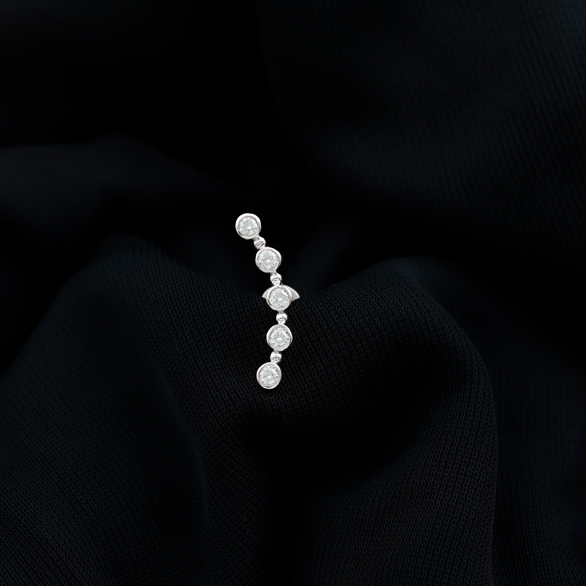 Bezel Set Diamond Crawler Earring for Cartilage Piercing Natural - ( HI-SI ) - Rosec Jewels