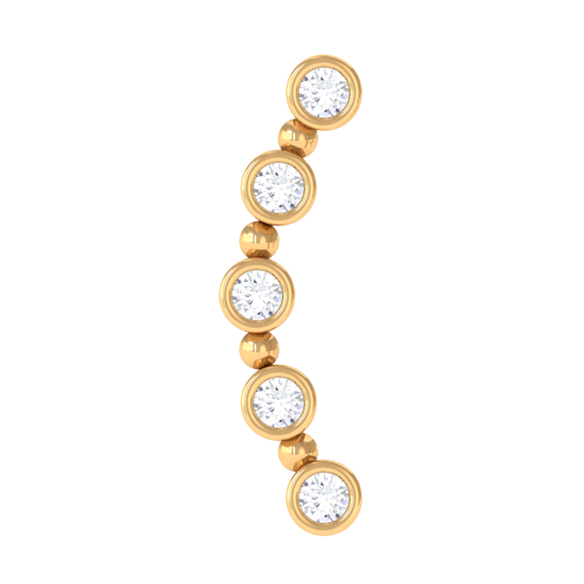 Bezel Set Diamond Crawler Earring for Cartilage Piercing Natural - ( HI-SI ) - Rosec Jewels