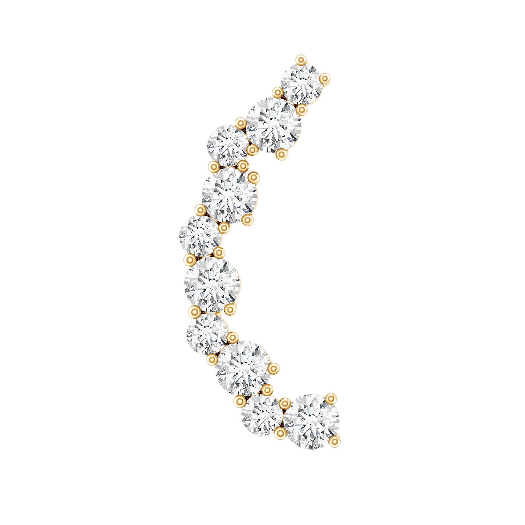 Certified Diamond Curved Crawler Earring for Women Natural - ( HI-SI ) - Rosec Jewels