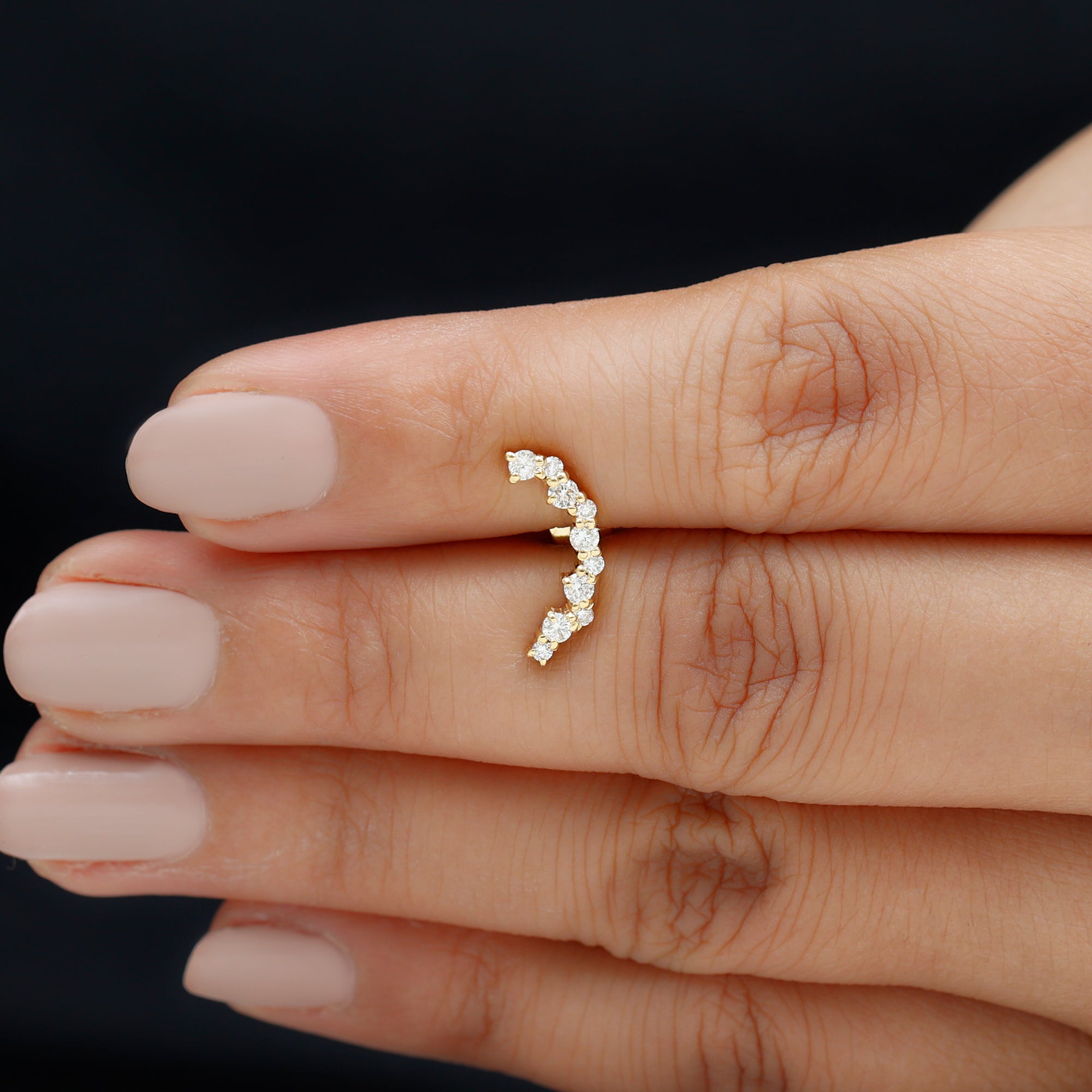 Rosec Jewels-Certified Diamond Curved Crawler Earring for Women