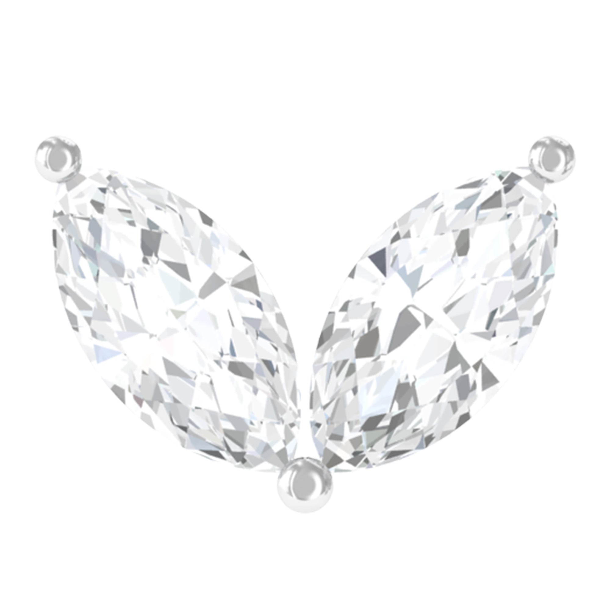 Marquise Diamond Two Stone Earring for Tragus Piercing Natural - ( HI-SI ) - Rosec Jewels