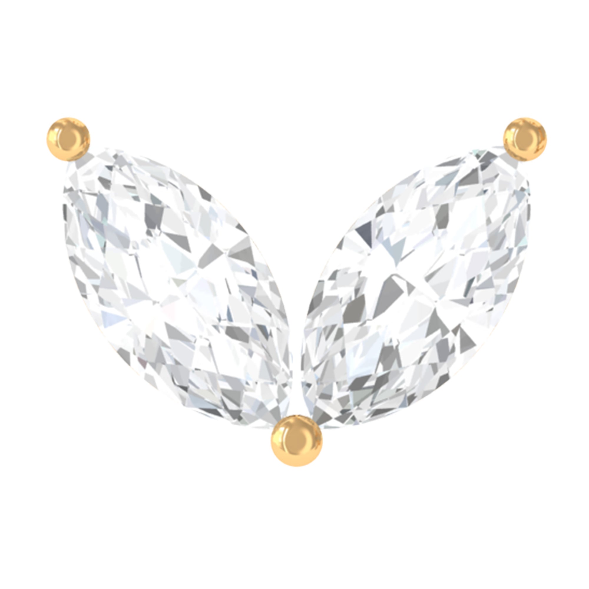 Marquise Diamond Two Stone Earring for Tragus Piercing Natural - ( HI-SI ) - Rosec Jewels